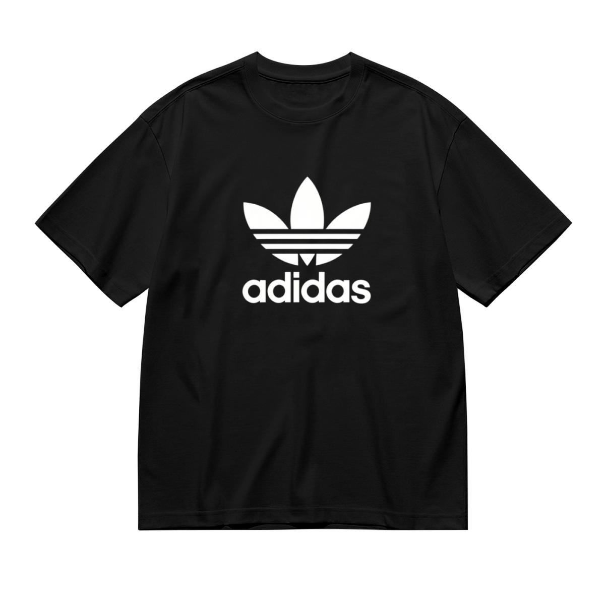 Classic Adidas Trefoil Logo Plus?Size Women Black Graphic Tee