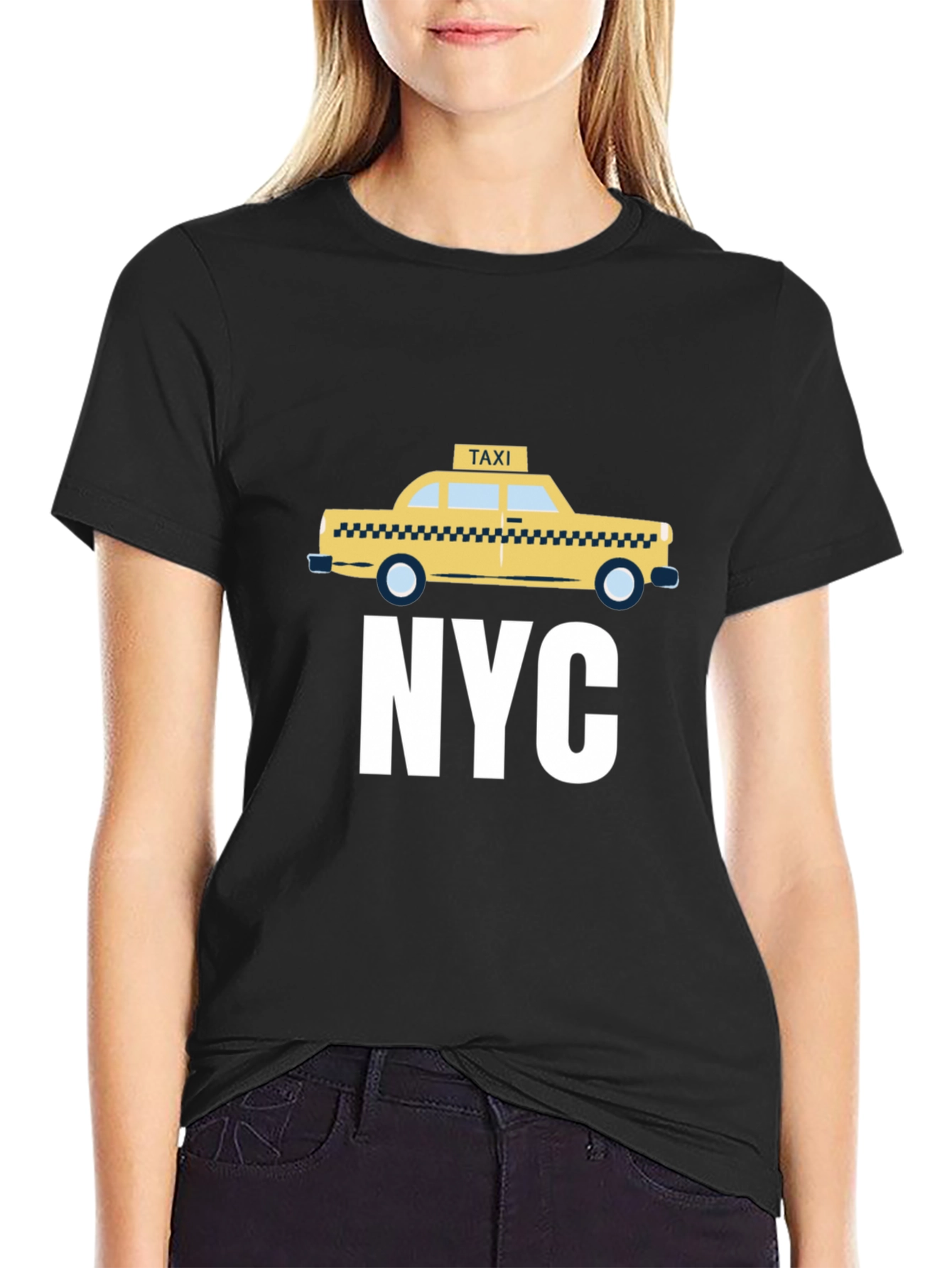 NYC Taxi Graphic Tee - Black Cotton T-Shirt