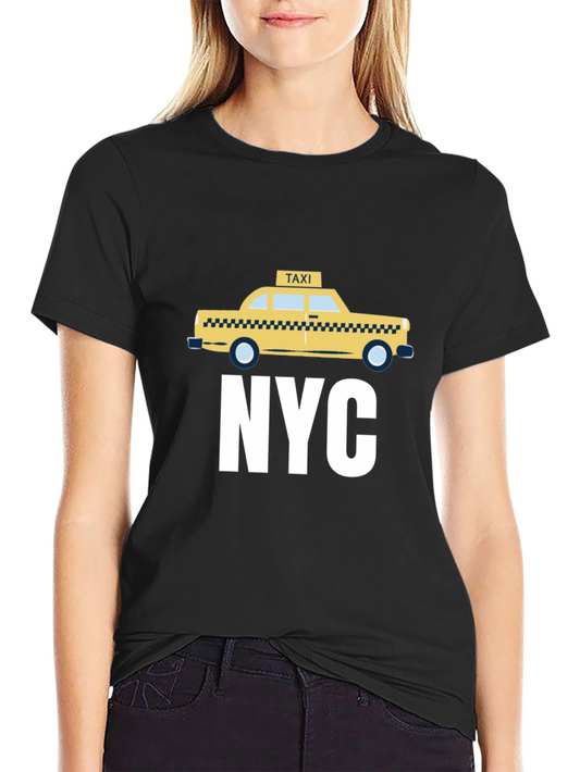 NYC Taxi Graphic Tee - Black Cotton T-Shirt