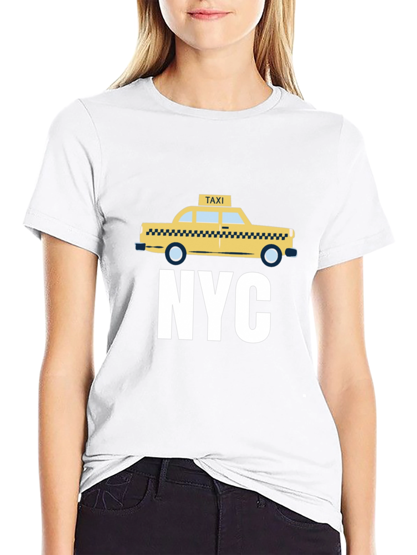 NYC Taxi Graphic Tee - Black Cotton T-Shirt