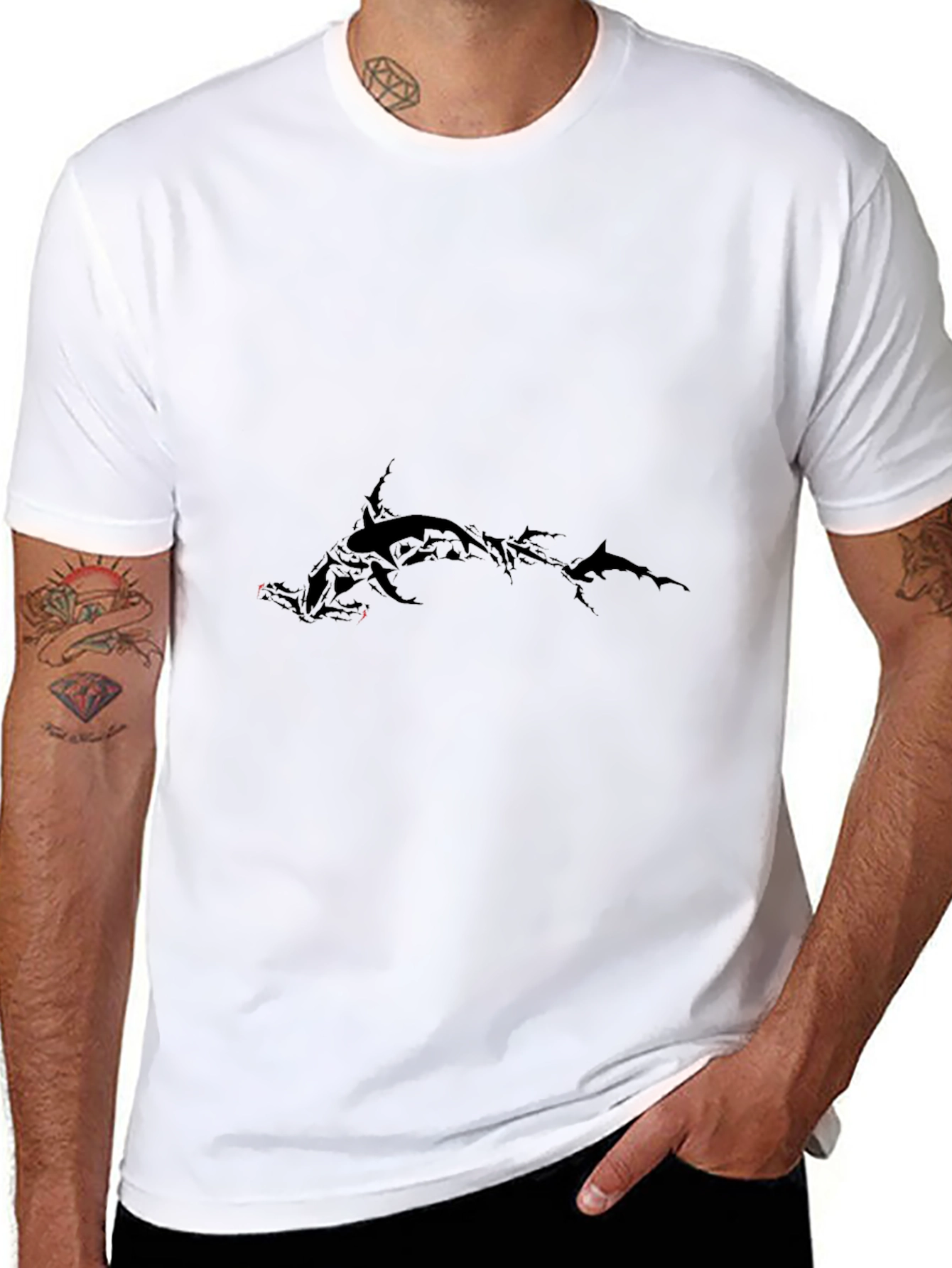 Mens Black Graphic Tee - Hammerhead Design