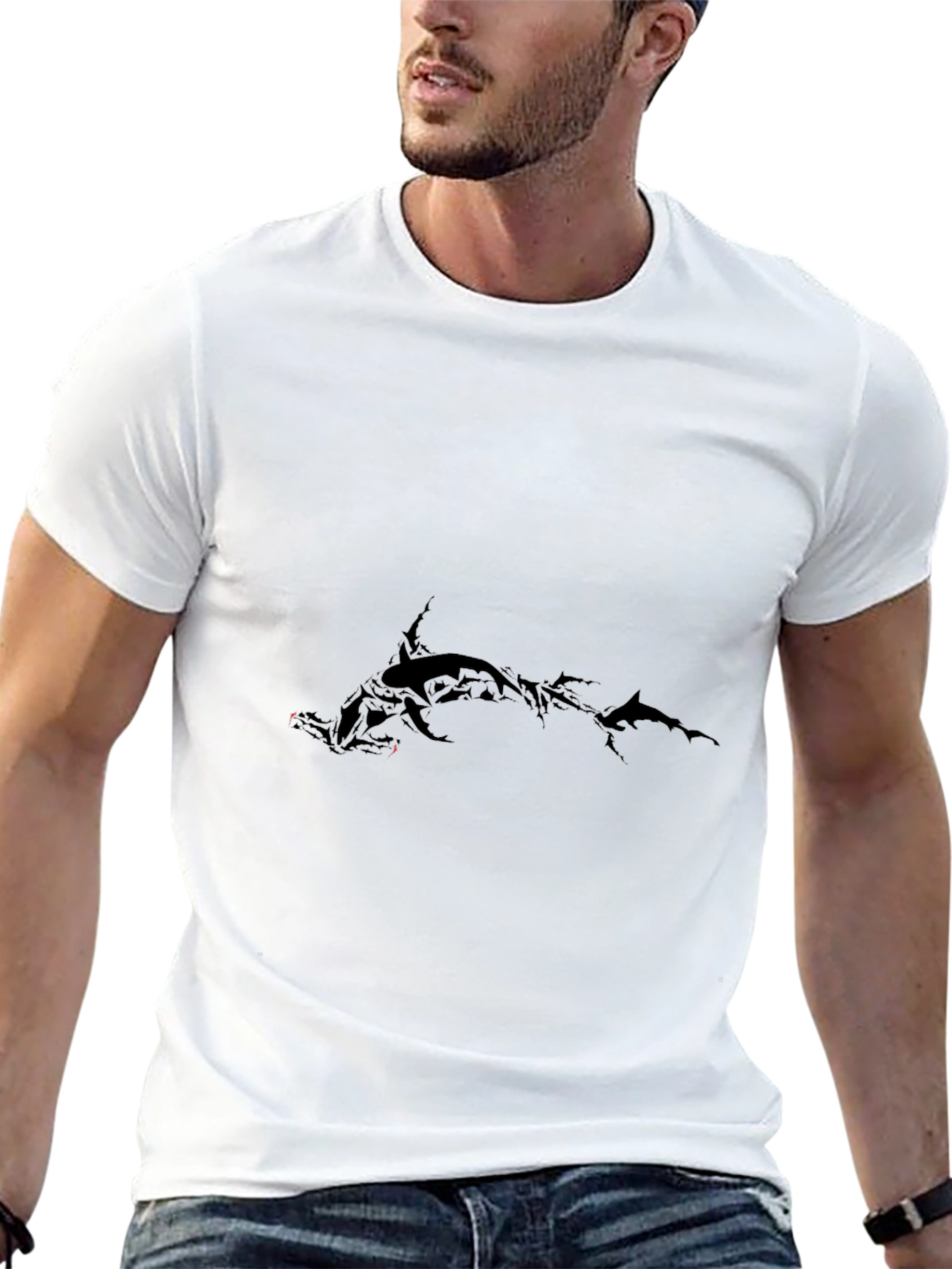 Mens Black Graphic Tee - Hammerhead Design
