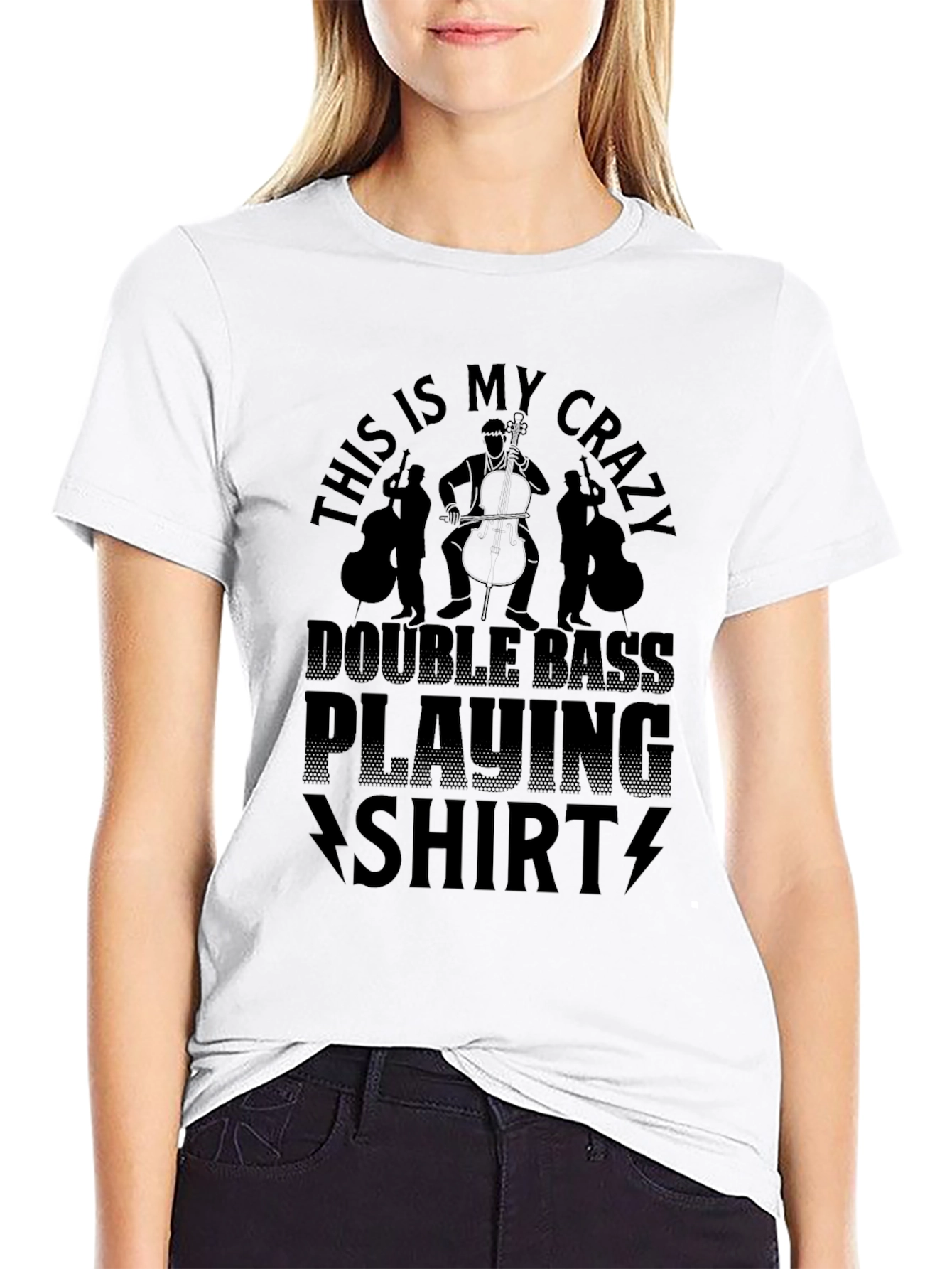 Crazy Double Bass Playing Shirt - Musician Tee