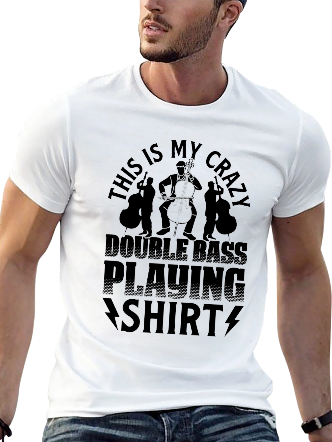 Crazy Double Bass Playing Shirt - Musician Tee