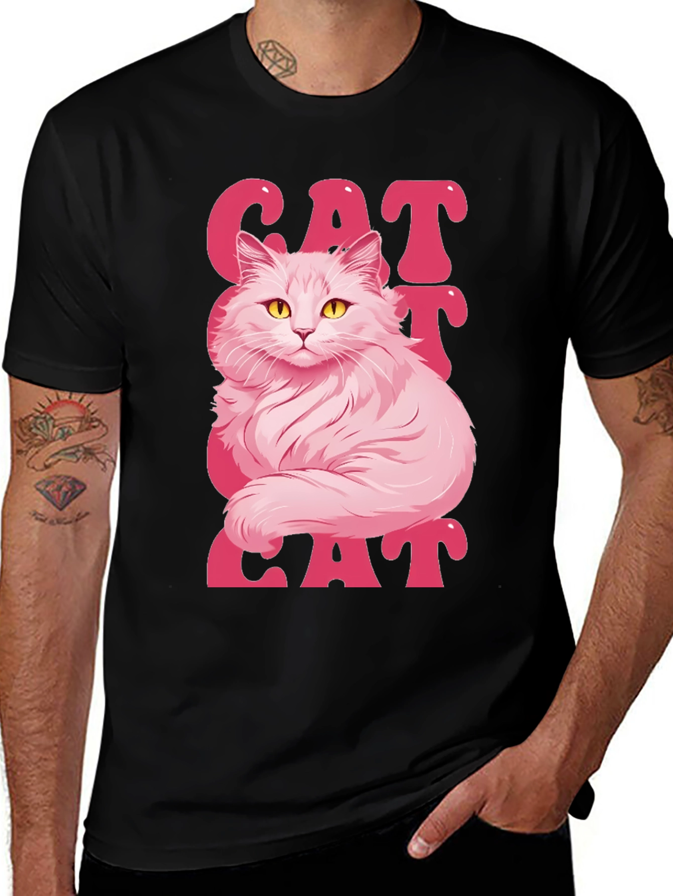 Pink Cat Graphic T-Shirt