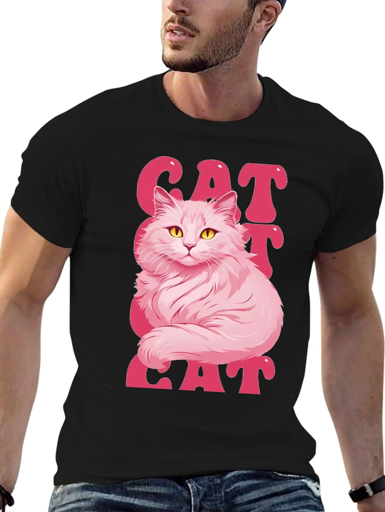 Pink Cat Graphic T-Shirt
