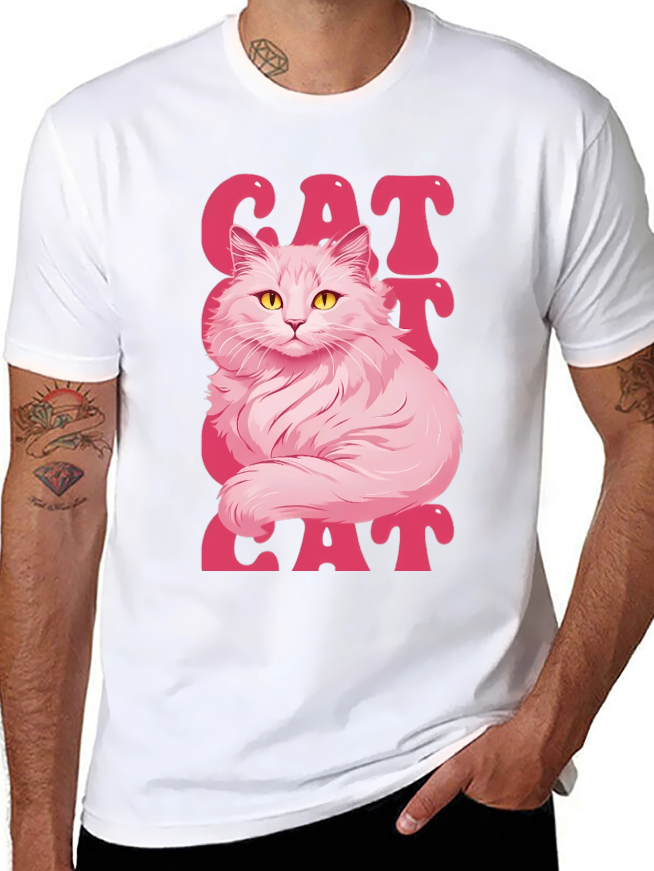 Pink Cat Graphic T-Shirt