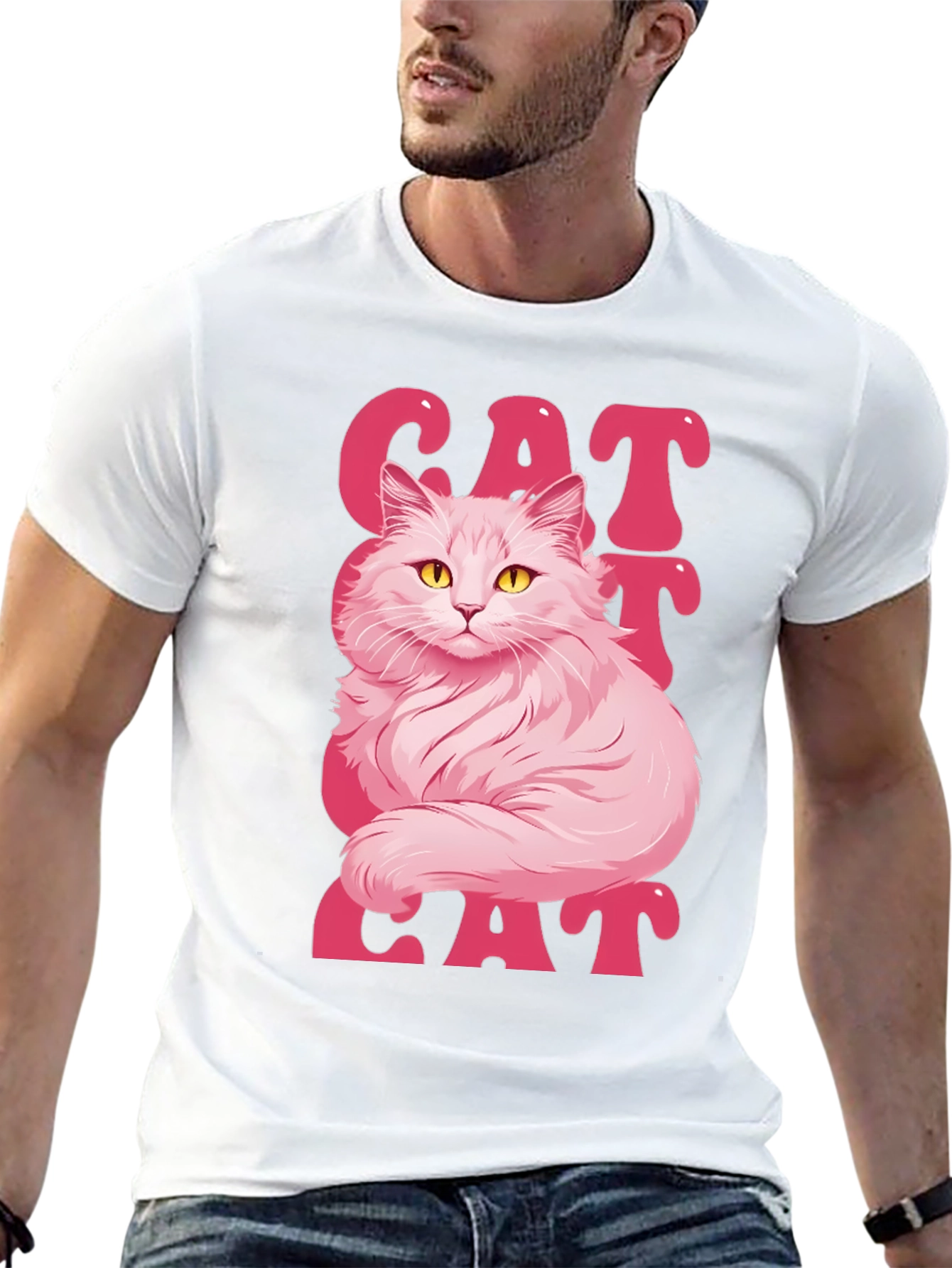 Pink Cat Graphic T-Shirt