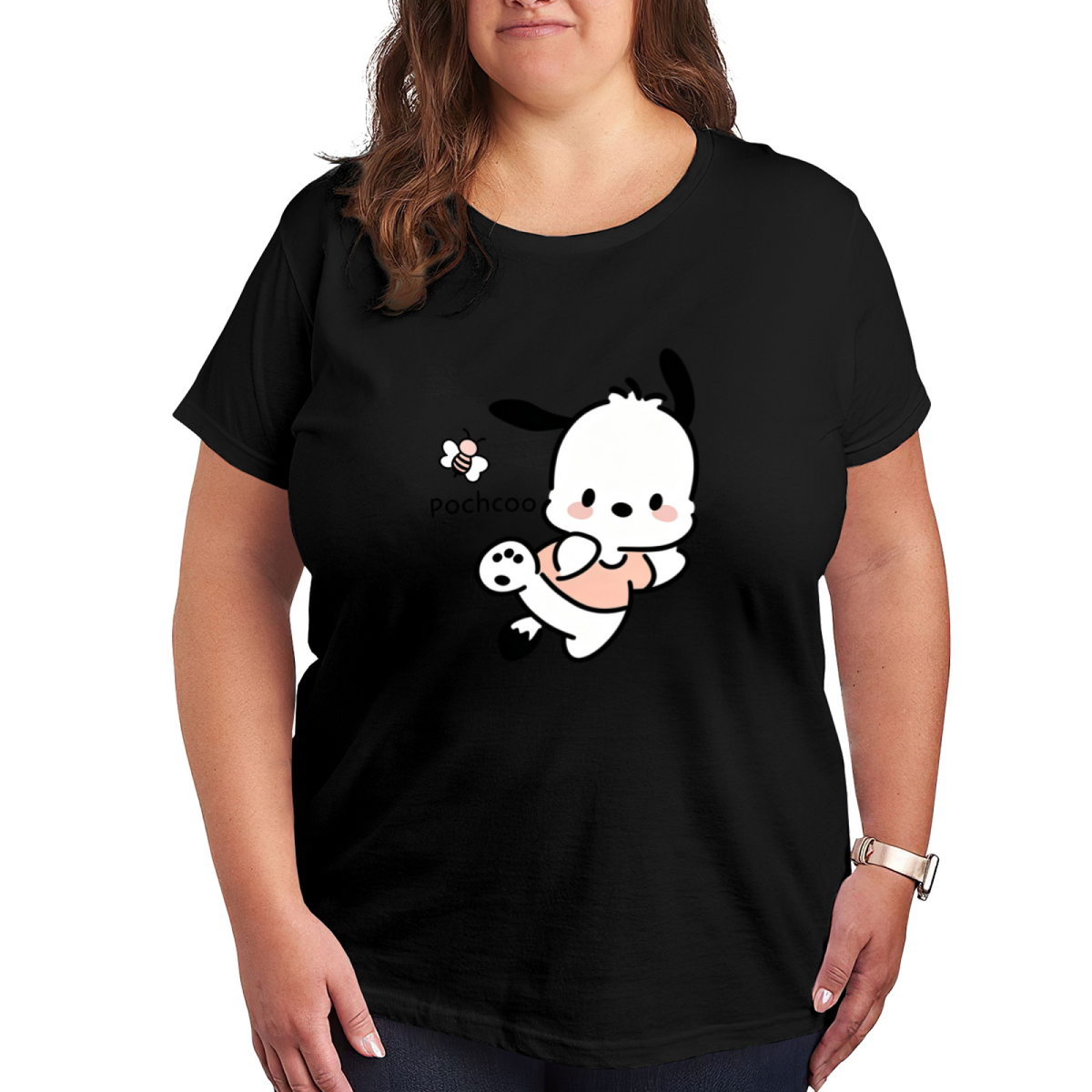 Plus Size Women Adorable Pochacco Little Bee Cartoon Casual T?Shirt