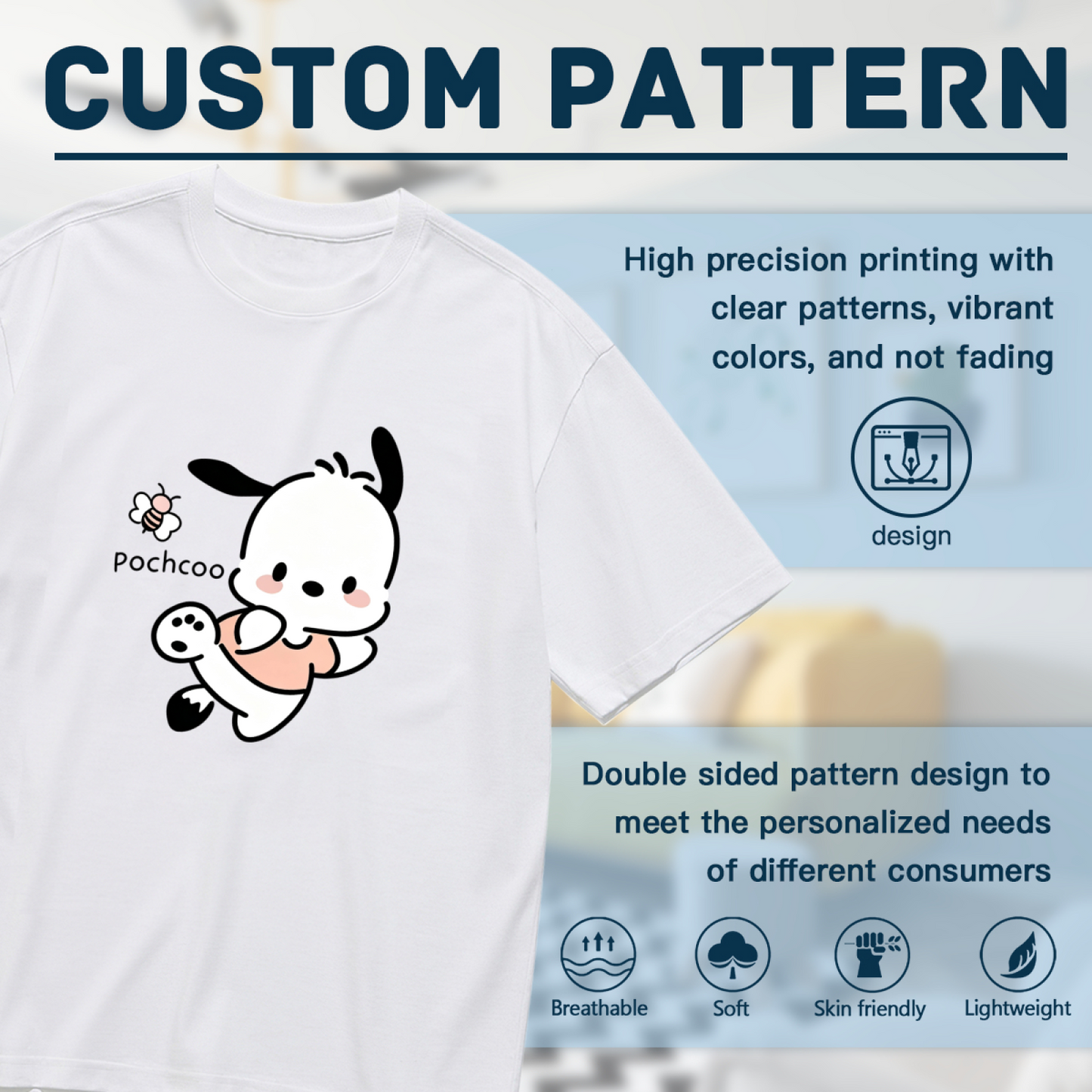 Plus Size Women Adorable Pochacco Little Bee Cartoon Casual T?Shirt