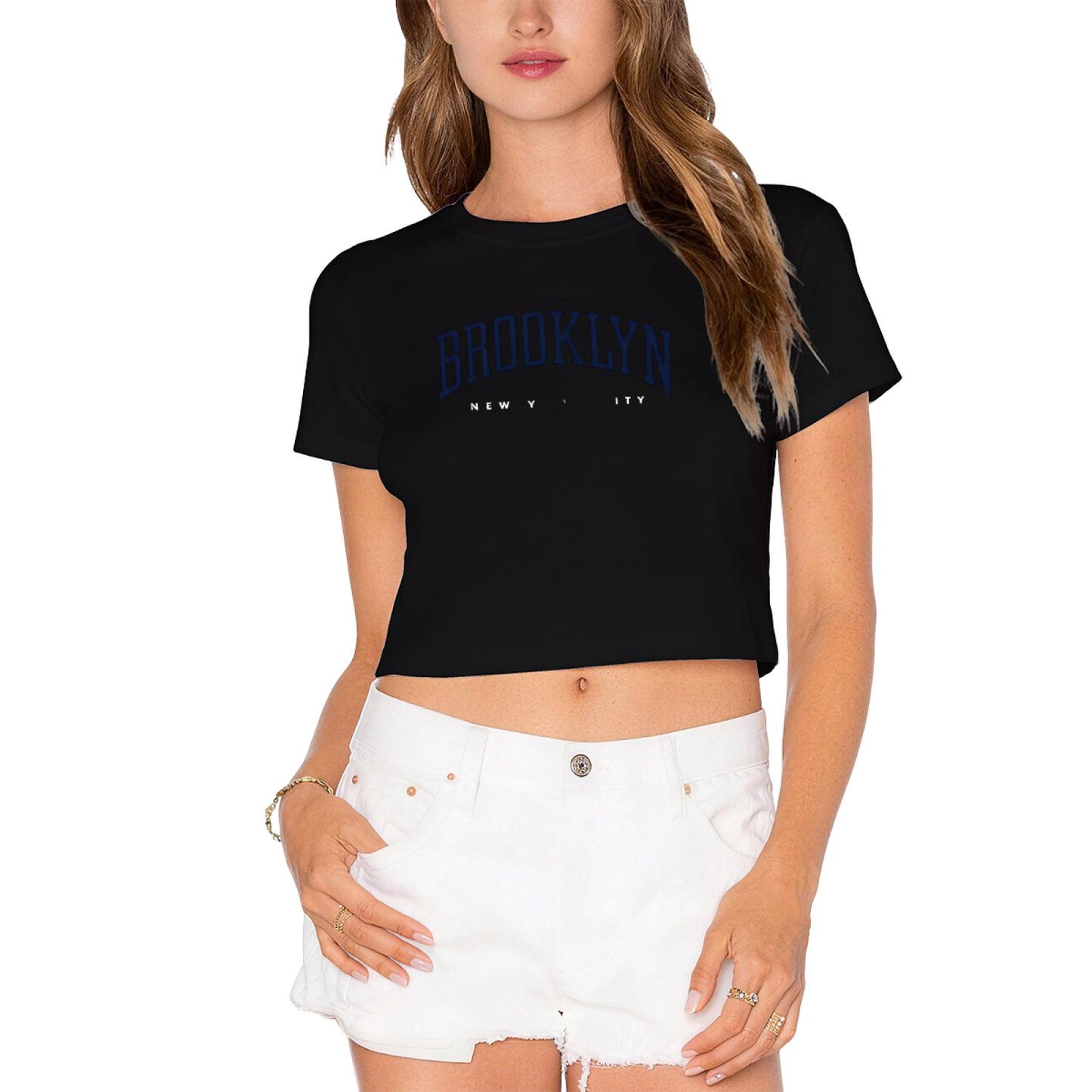 Brooklyn New York City Retro Varsity Style Pink Crop Tee