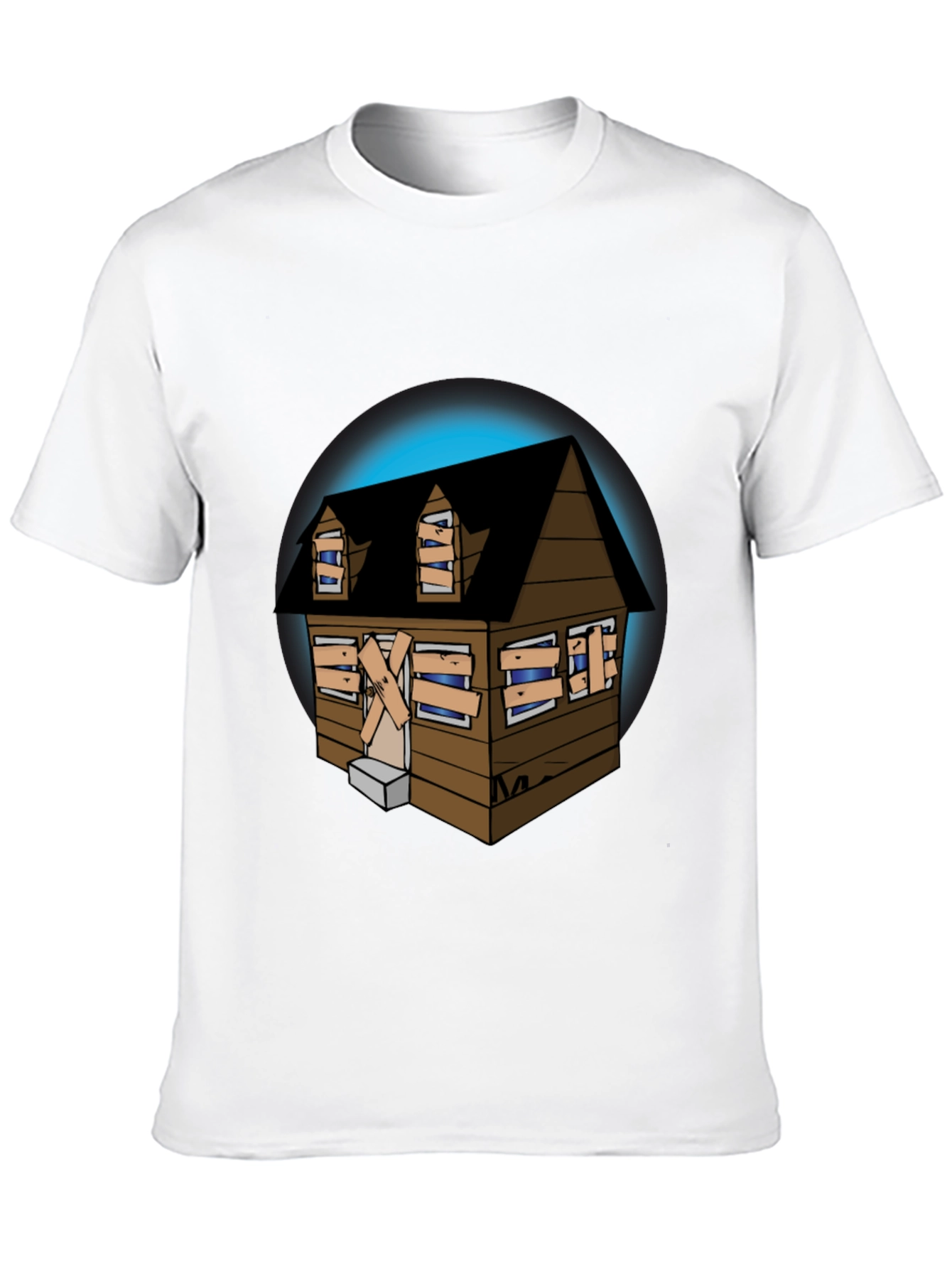 Spooky Haunted House Graphic Tee - Novelty Design
