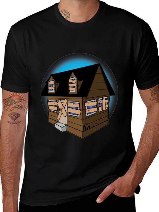 Spooky Haunted House Graphic Tee - Novelty Design