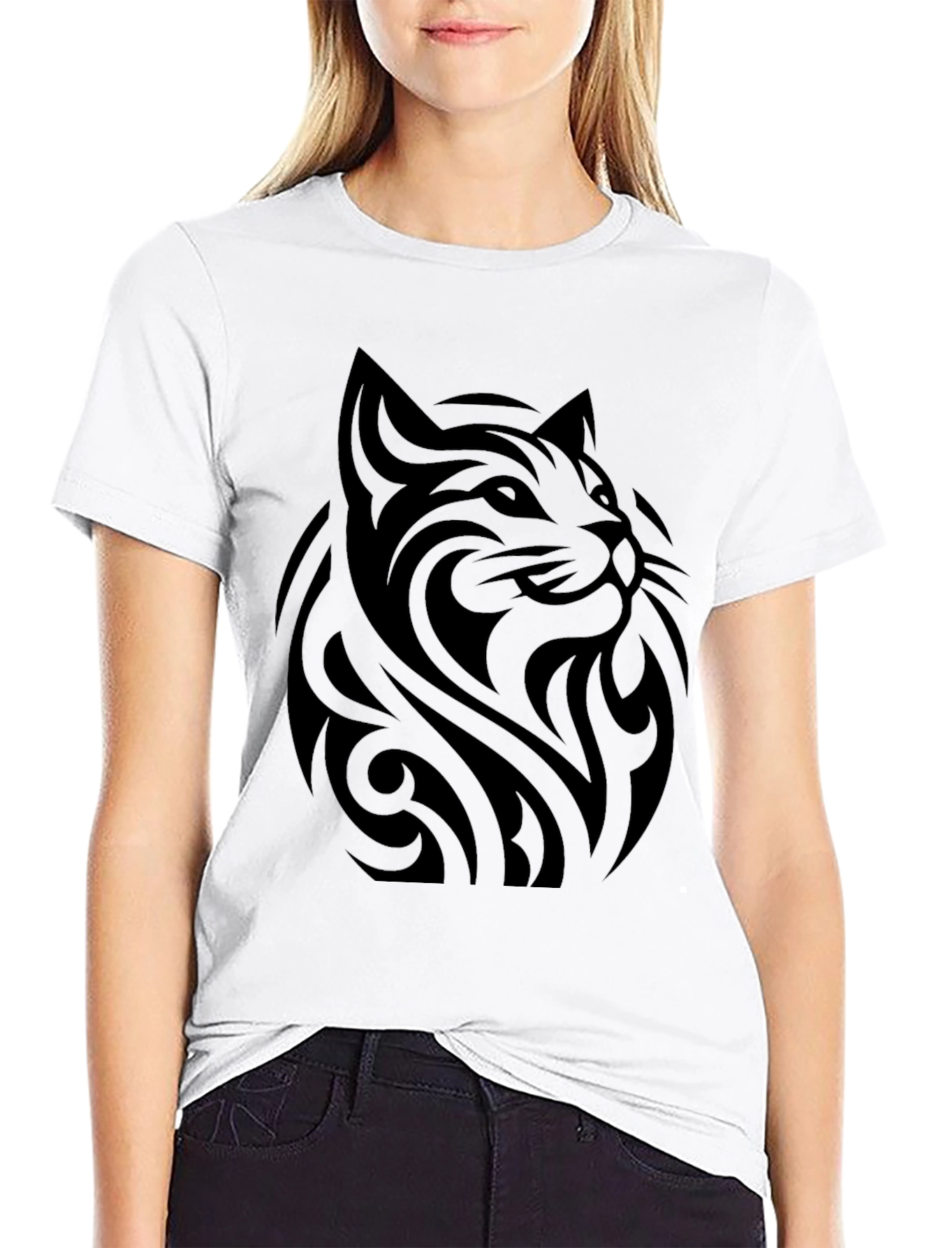 Black Cat Tribal Art Mens T-Shirt
