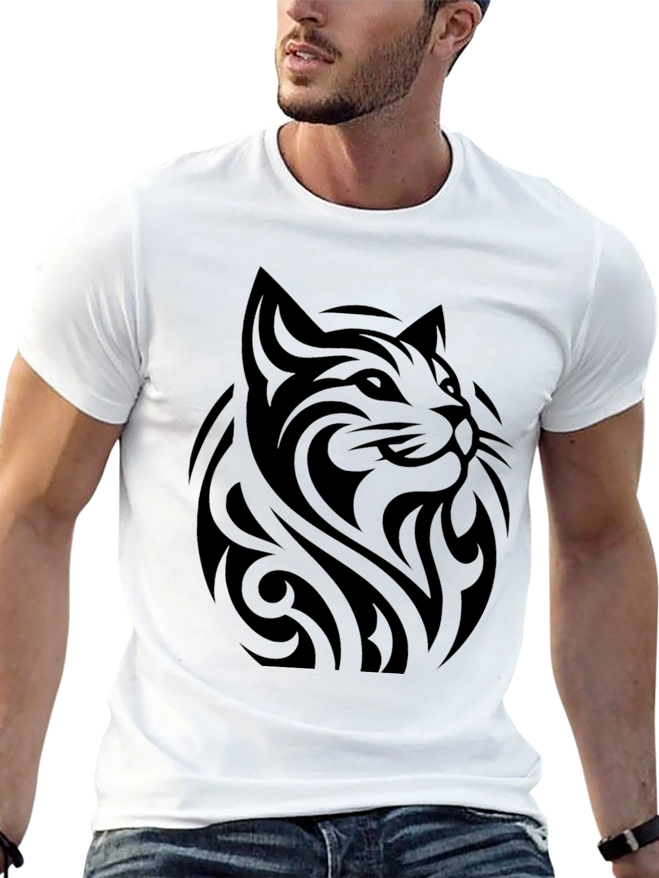 Black Cat Tribal Art Mens T-Shirt