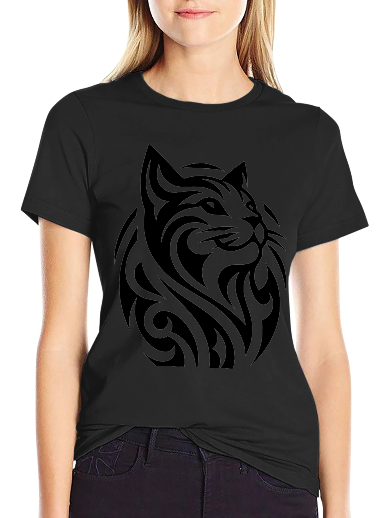 Black Cat Tribal Art Mens T-Shirt