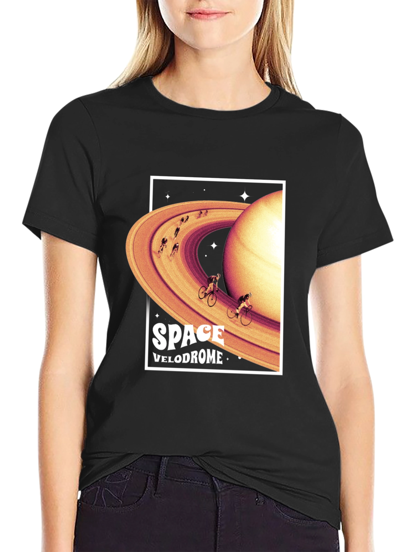 Space Velodrome Graphic T-Shirt - Saturn Cycling Tee