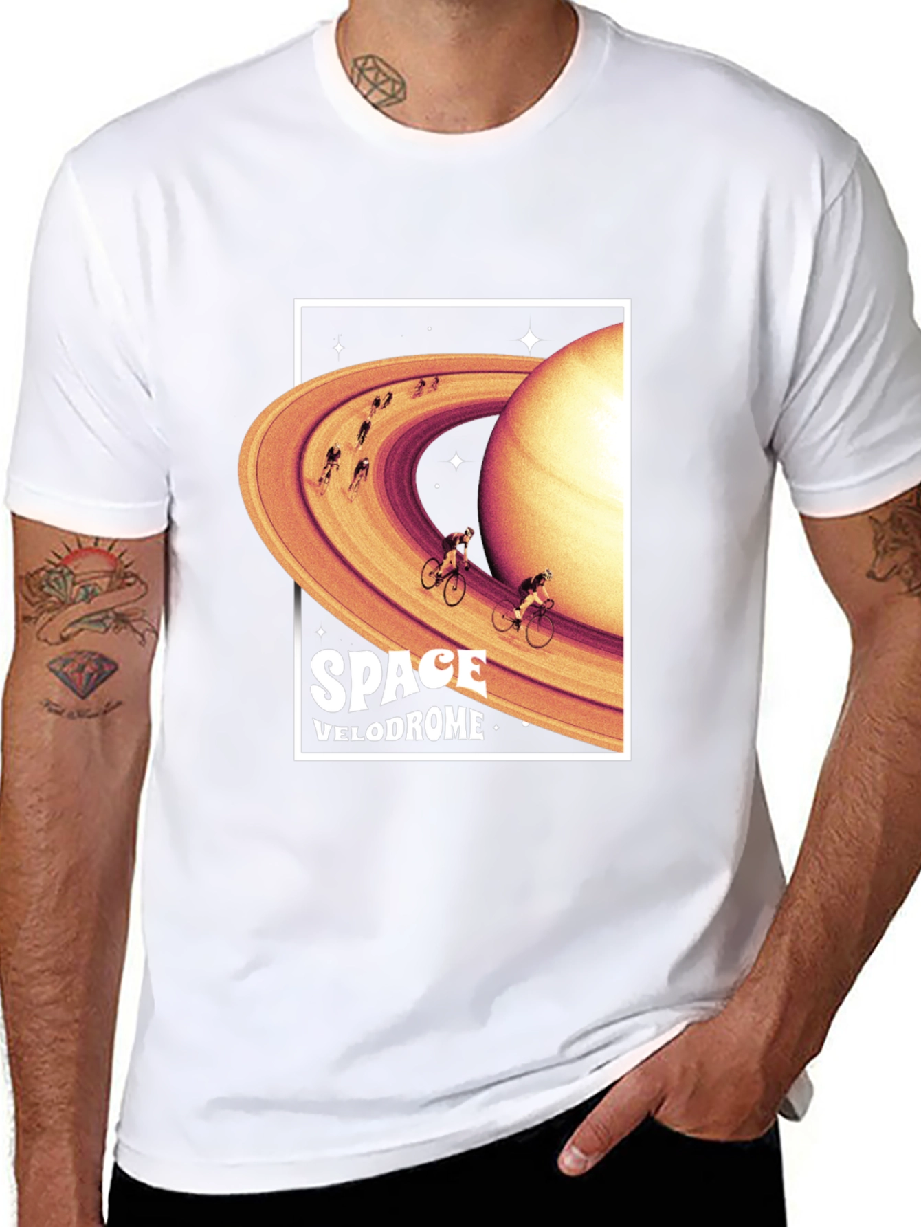 Space Velodrome Graphic T-Shirt - Saturn Cycling Tee