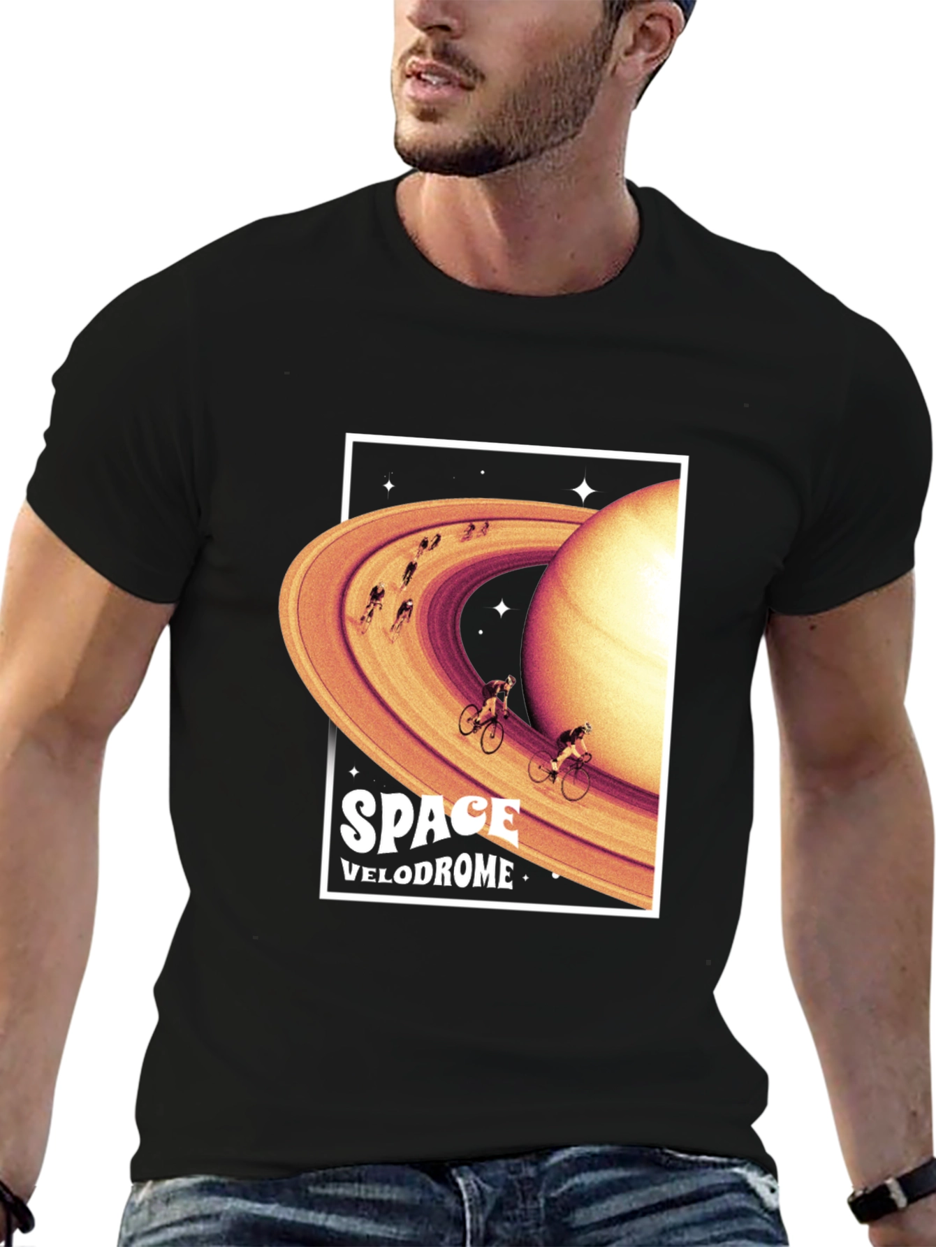 Space Velodrome Graphic T-Shirt - Saturn Cycling Tee