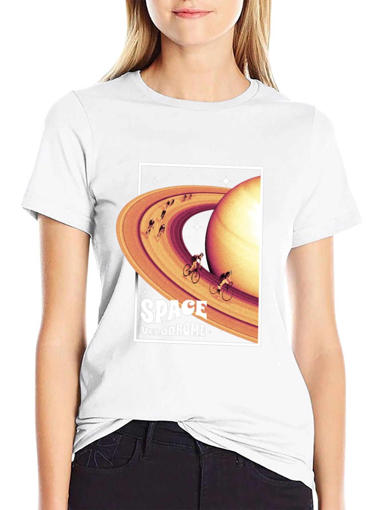 Space Velodrome Graphic T-Shirt - Saturn Cycling Tee