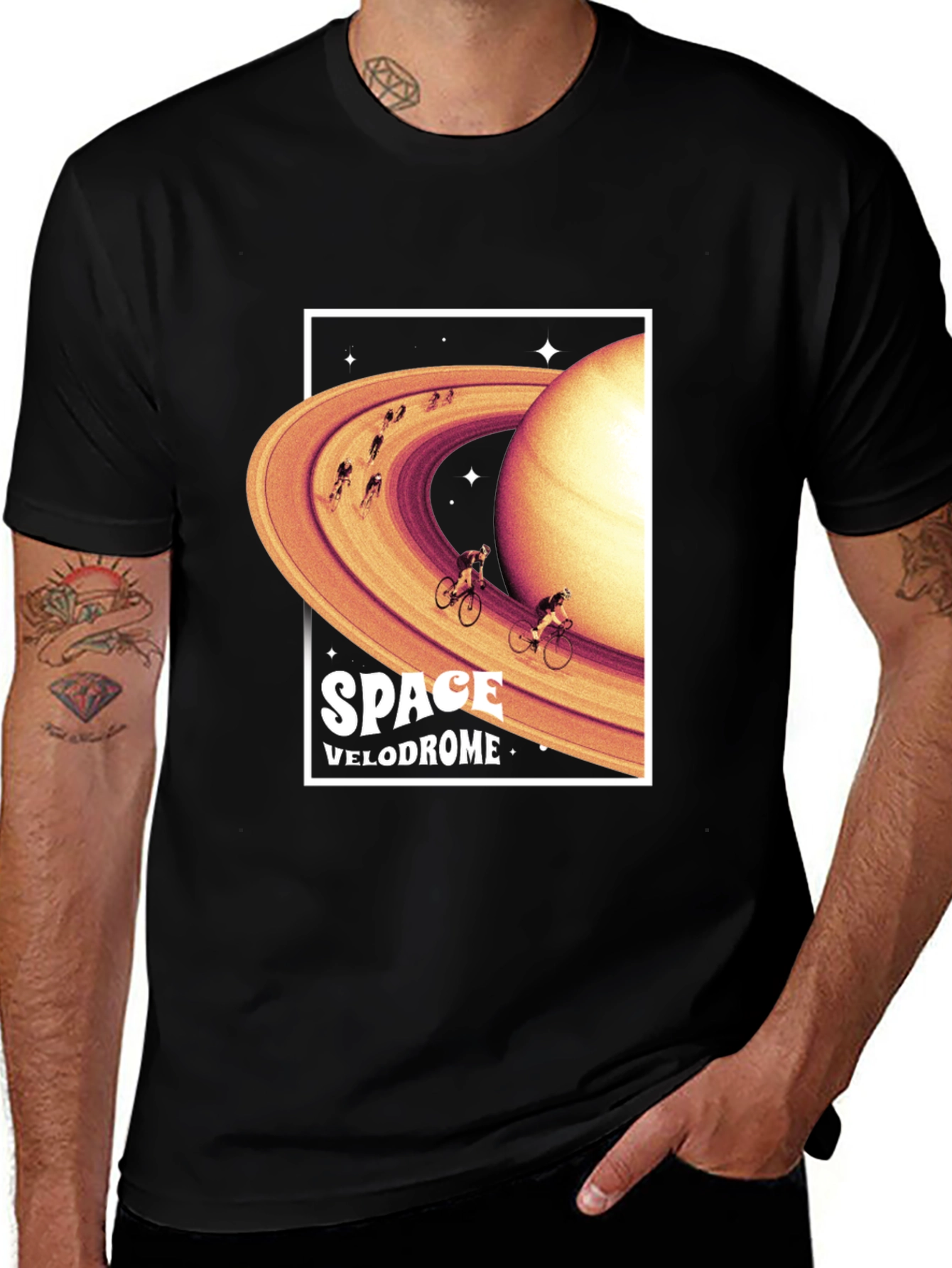 Space Velodrome Graphic T-Shirt - Saturn Cycling Tee