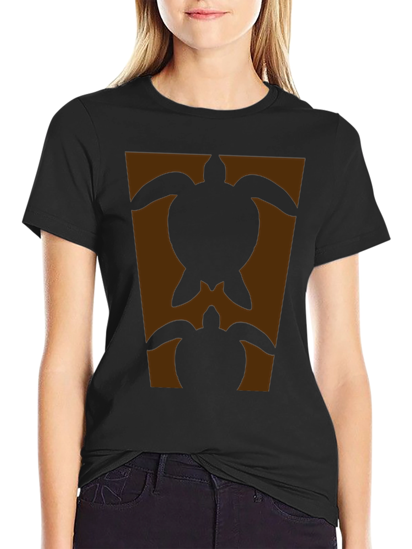 Turtle Silhouette Graphic Tee - Black