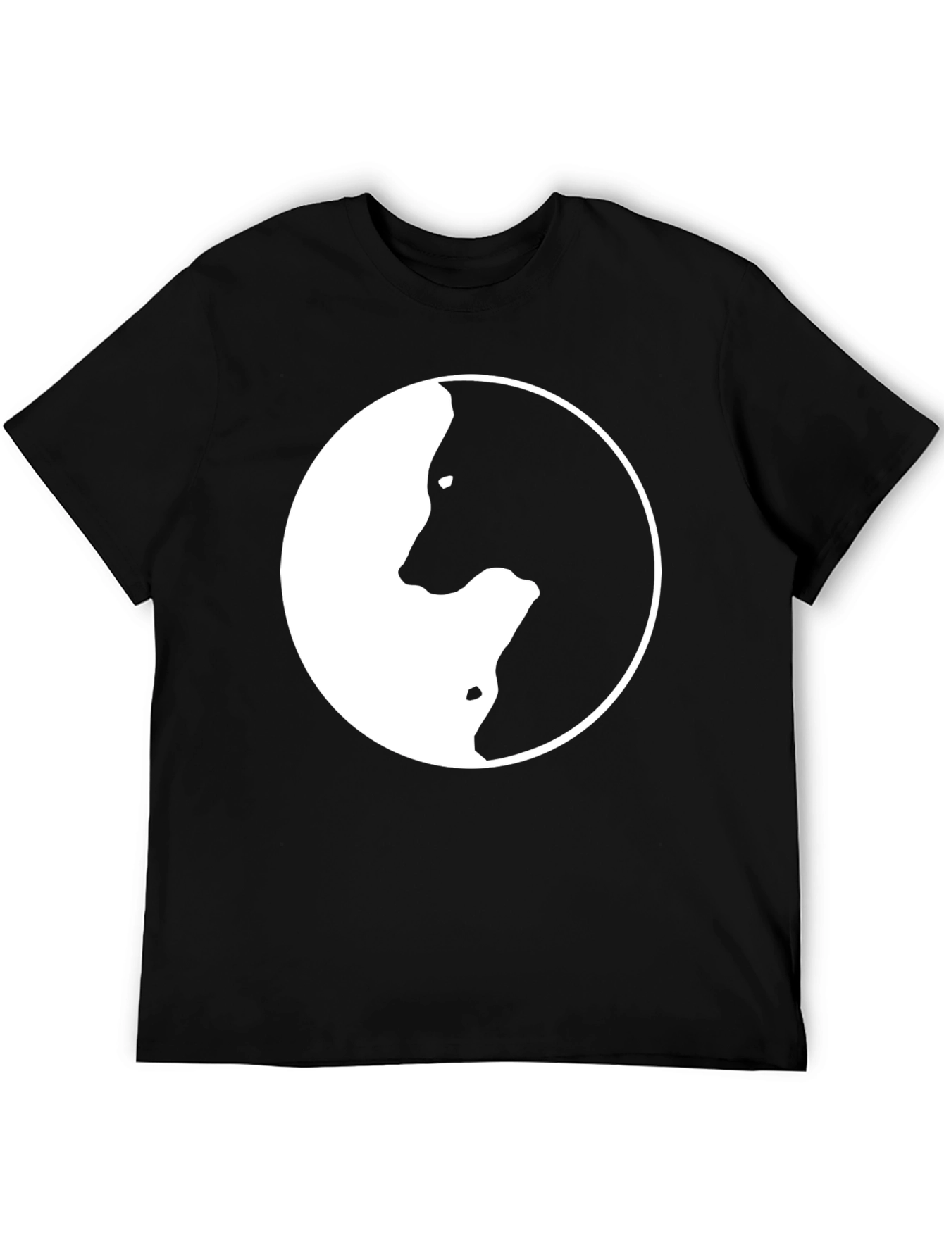 Yin Yang Wolf Graphic T-Shirt - Stylish Black Tee