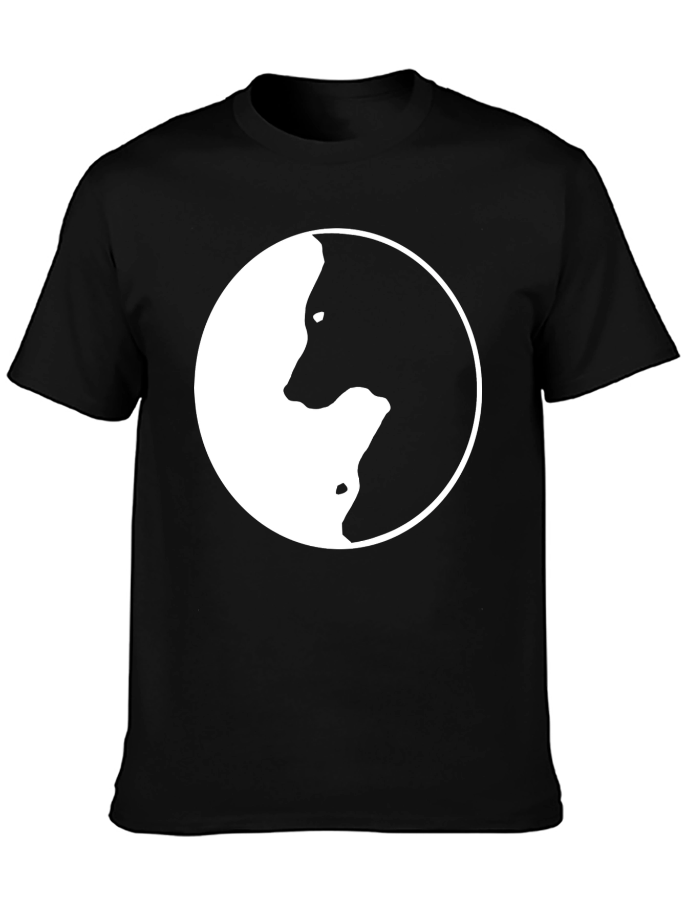 Yin Yang Wolf Graphic T-Shirt - Stylish Black Tee