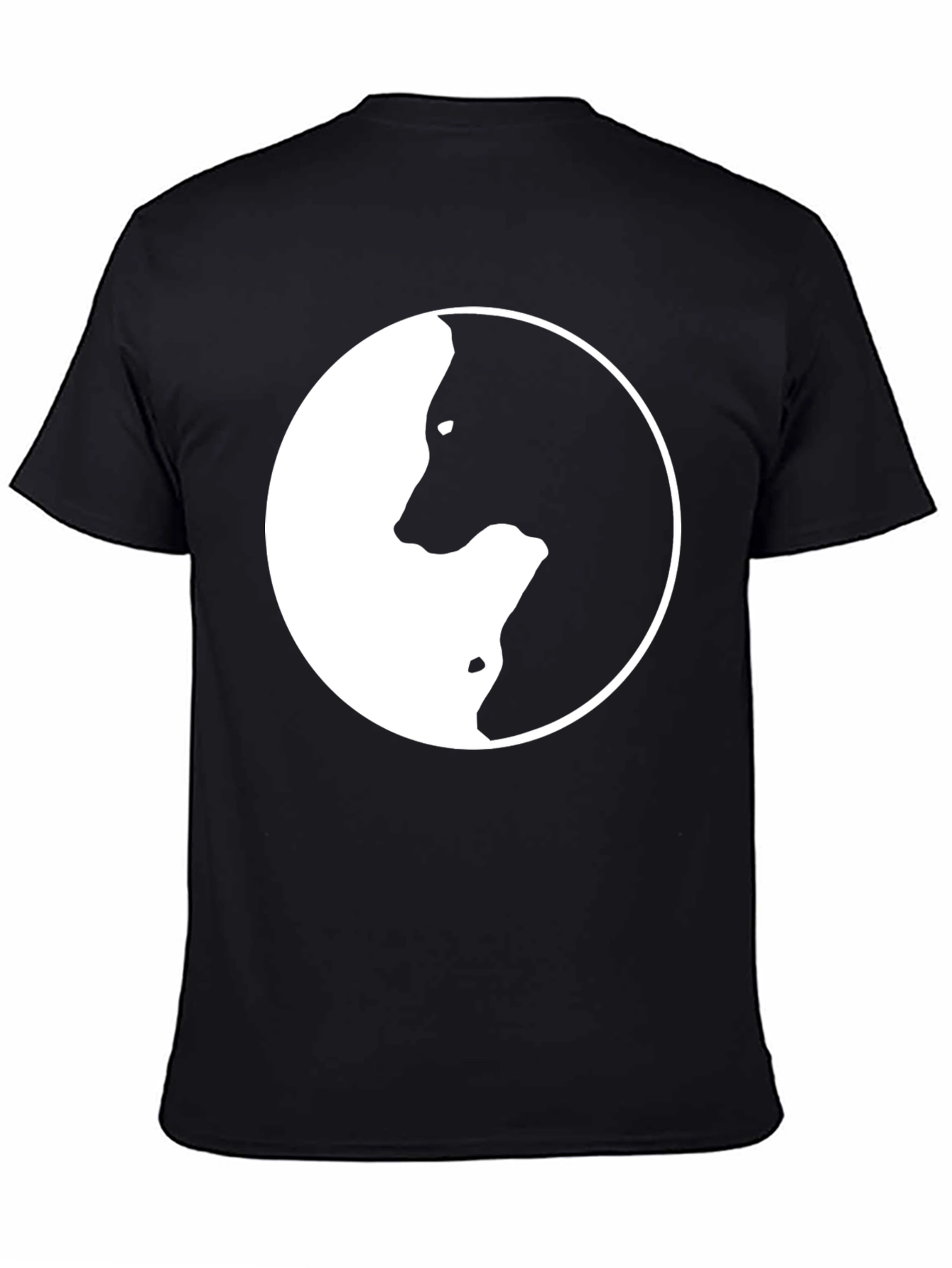 Yin Yang Wolf Graphic T-Shirt - Stylish Black Tee