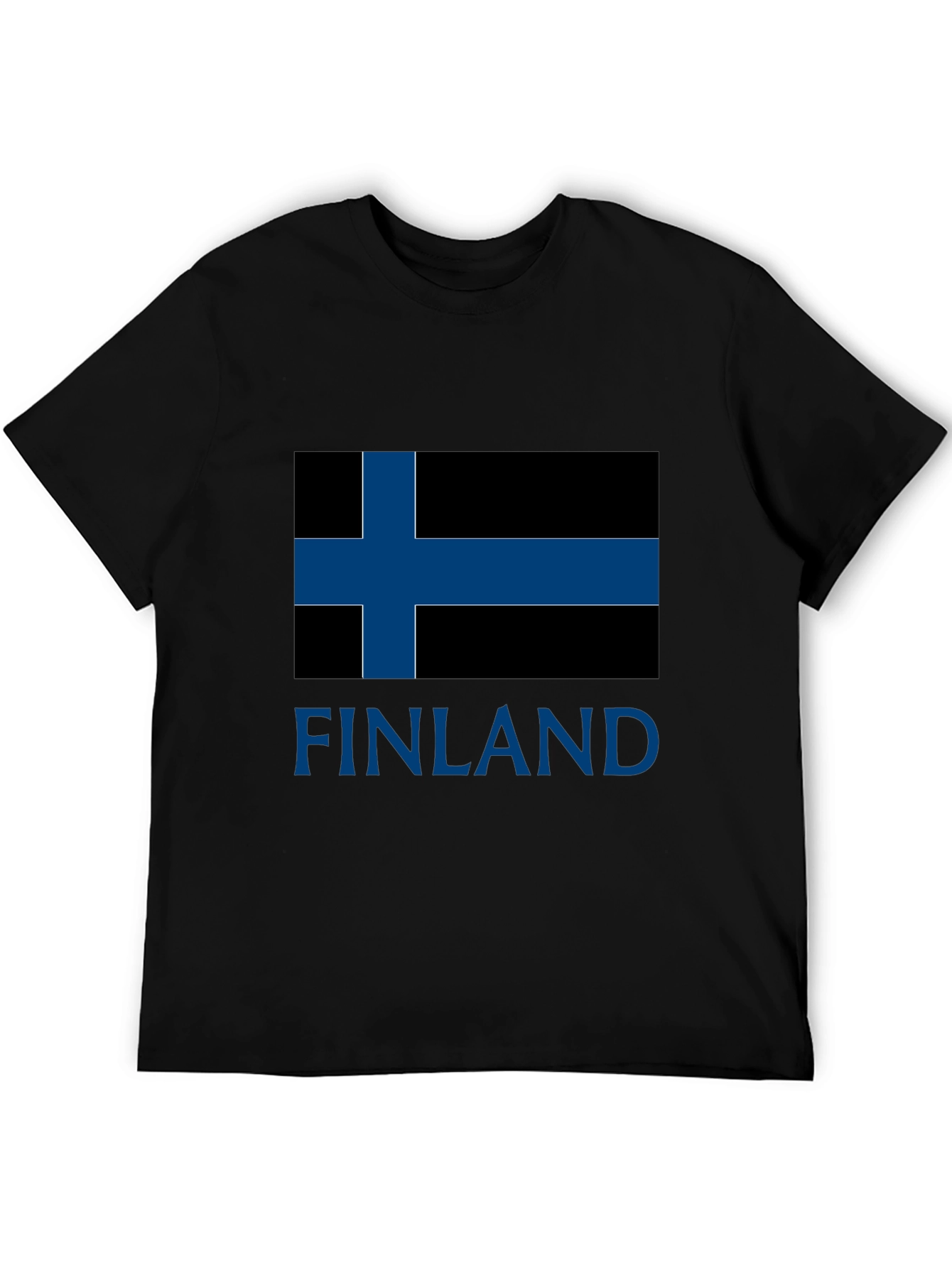 Finland Flag T-Shirt - Mens Black Crew Neck Tee
