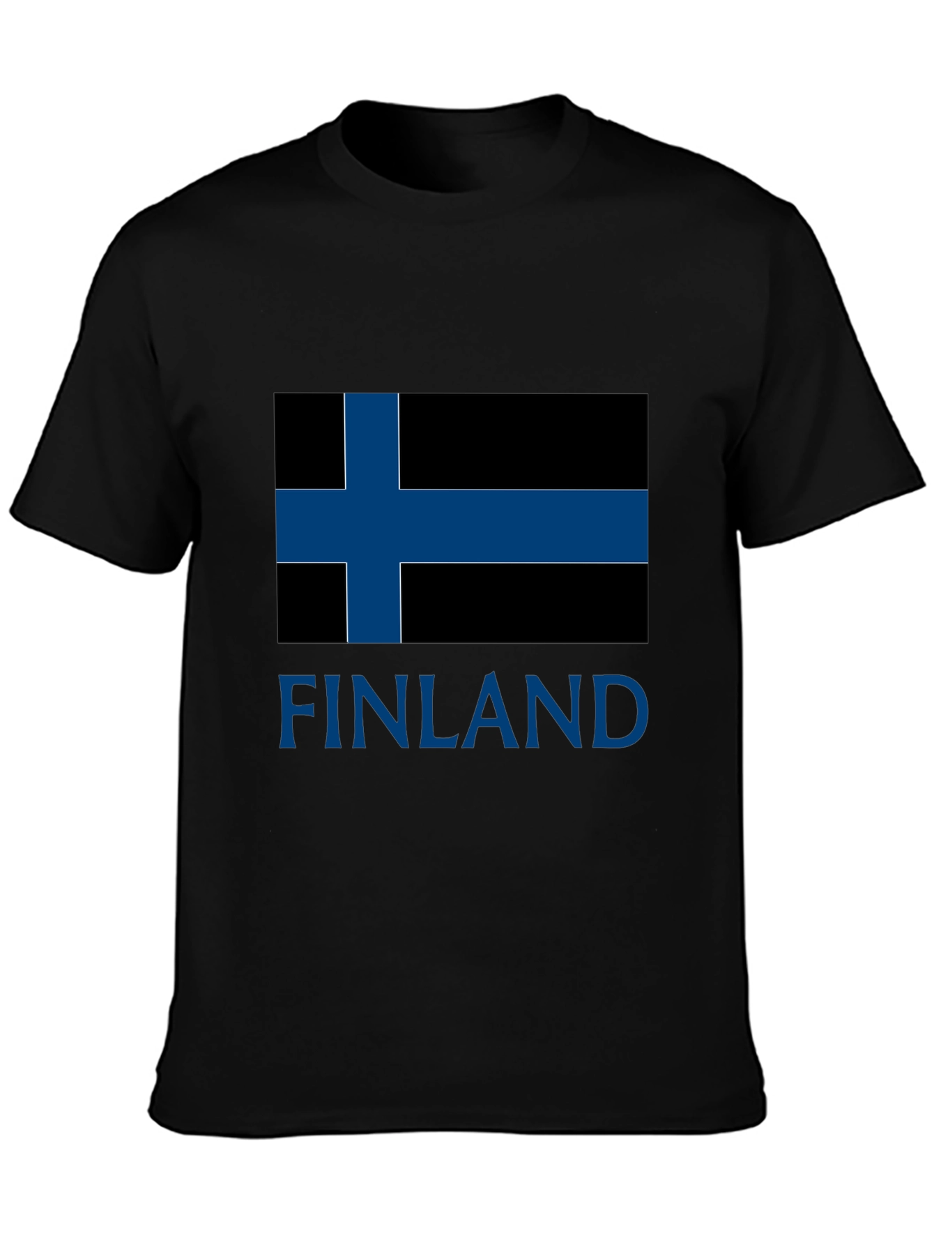 Finland Flag T-Shirt - Mens Black Crew Neck Tee