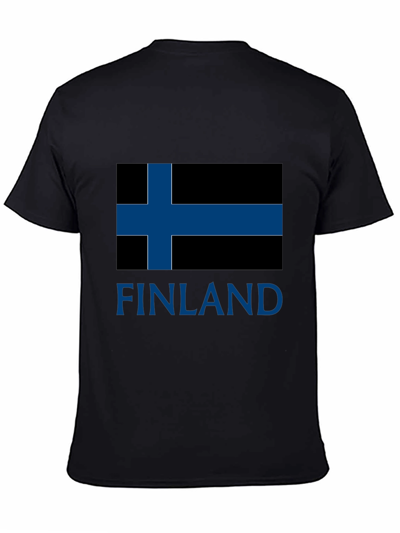 Finland Flag T-Shirt - Mens Black Crew Neck Tee
