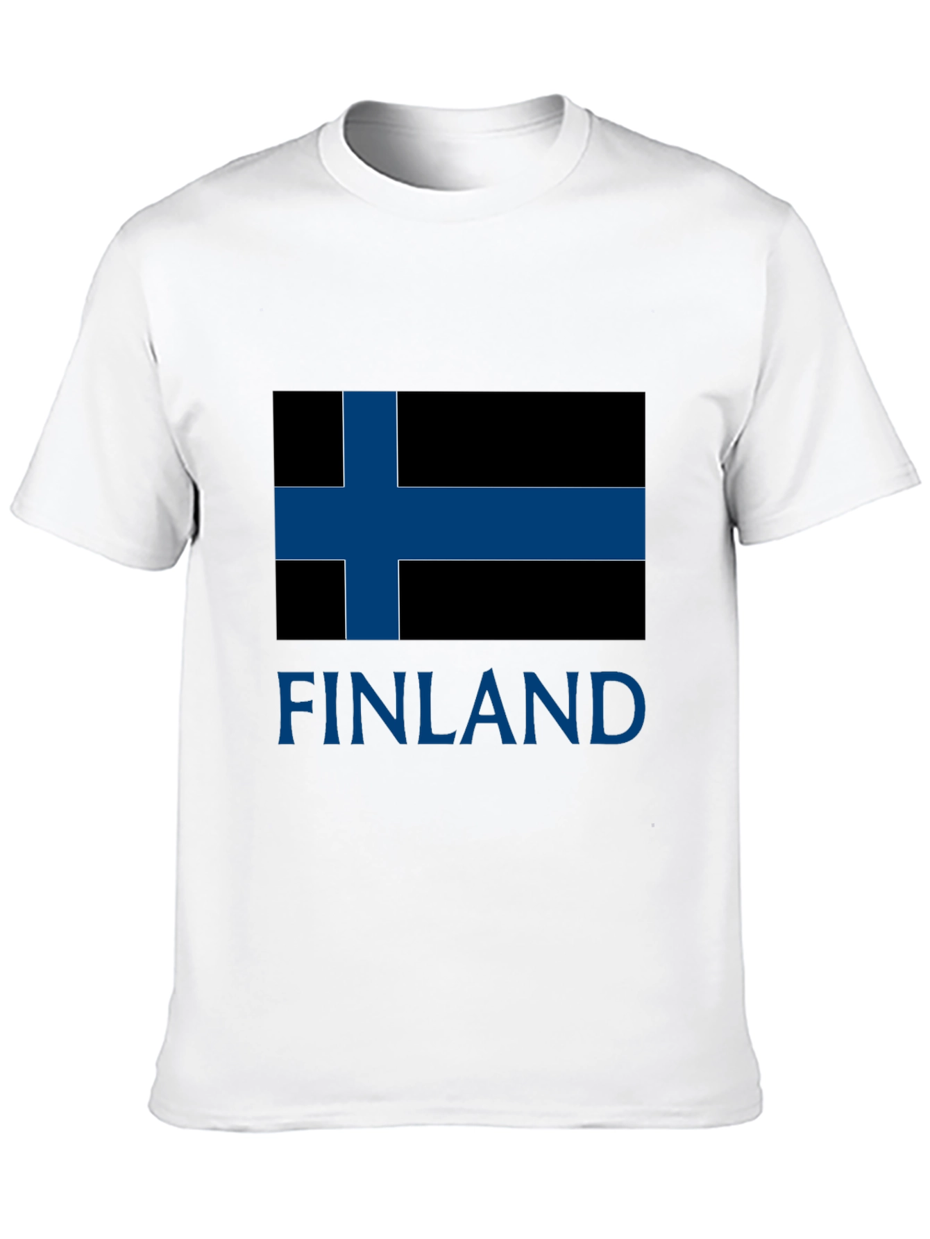 Finland Flag T-Shirt - Mens Black Crew Neck Tee