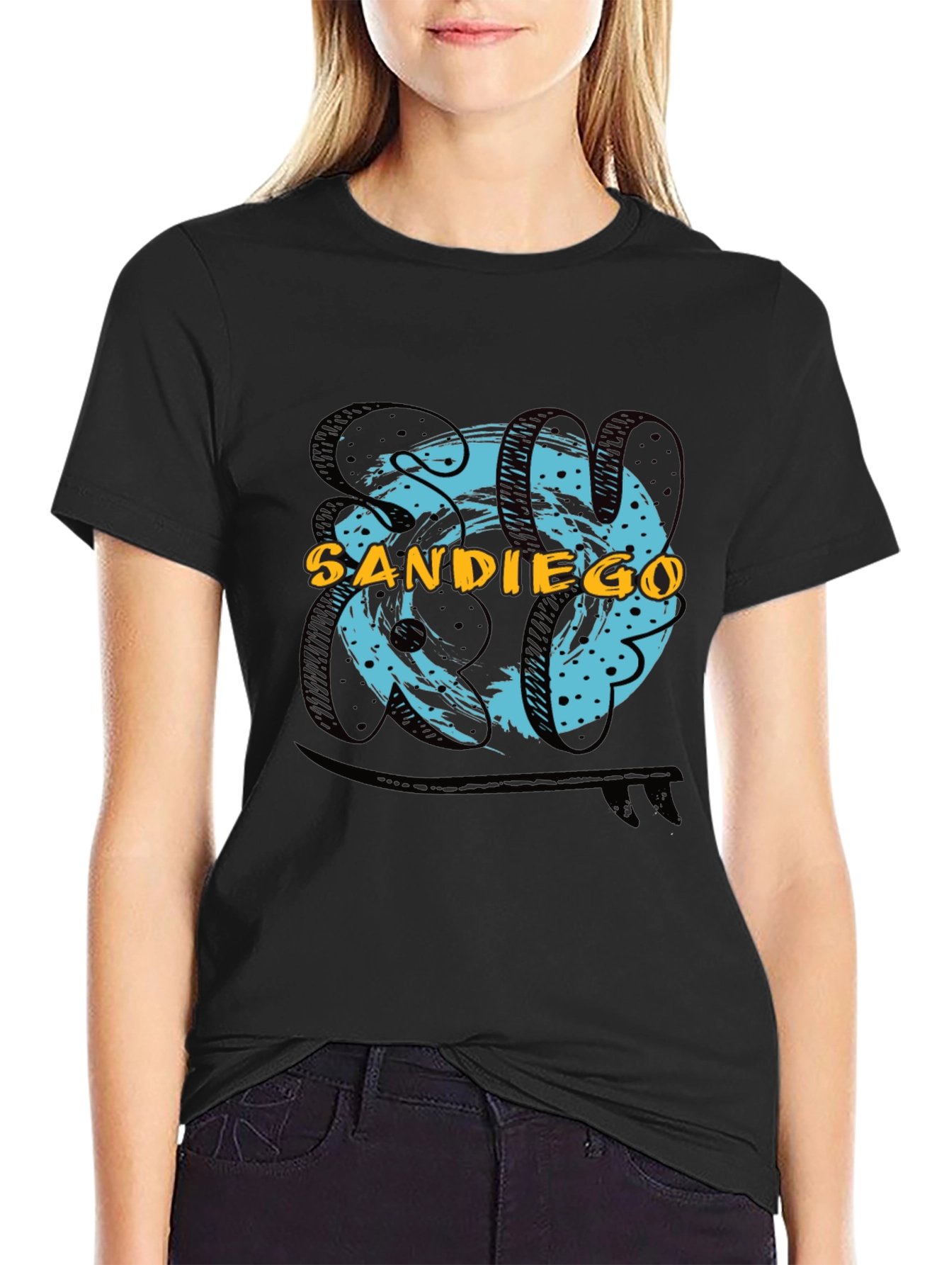 San Diego Graphic Print Black T-Shirt
