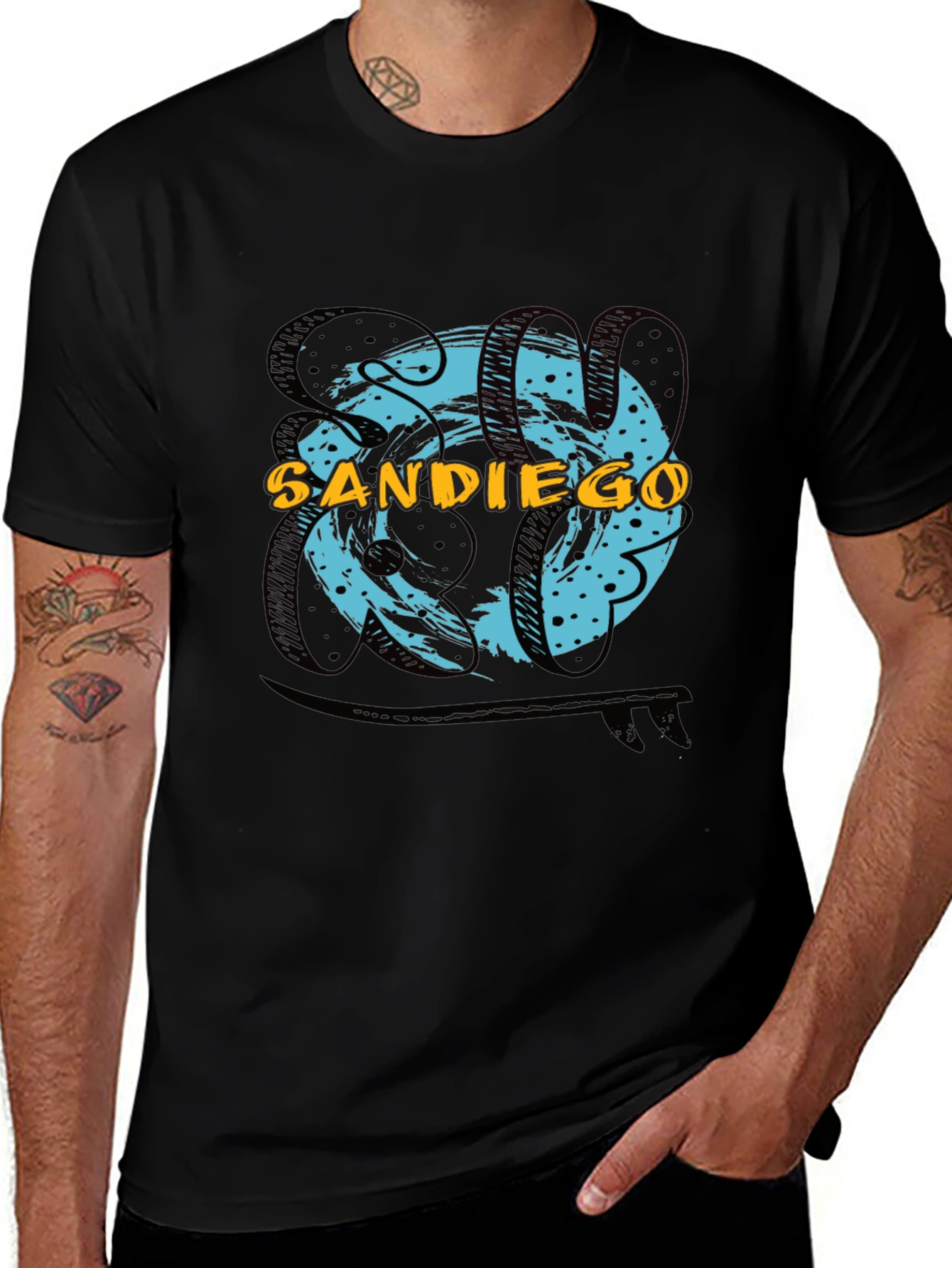 San Diego Graphic Print Black T-Shirt