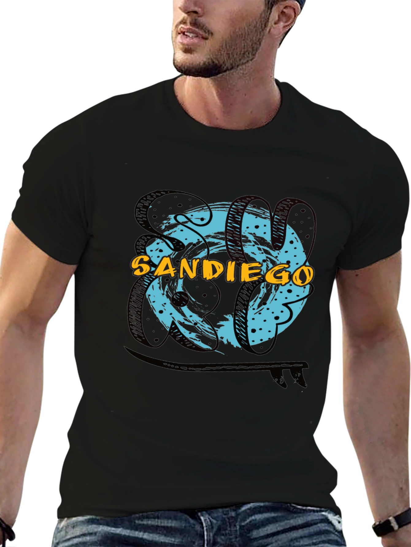 San Diego Graphic Print Black T-Shirt