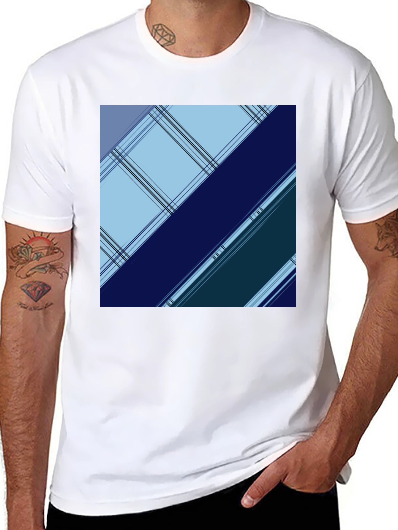 Geometric Plaid Mens Tee
