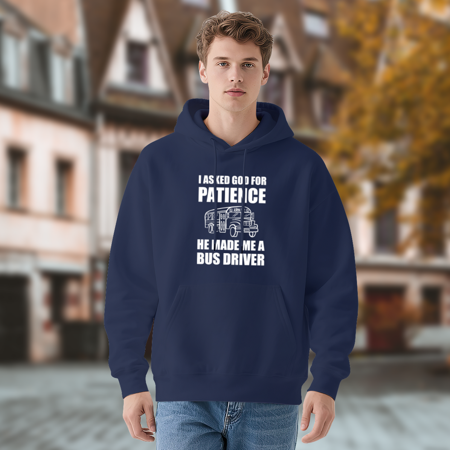 Bus Driver Prayer Slogan Navy Hoodie