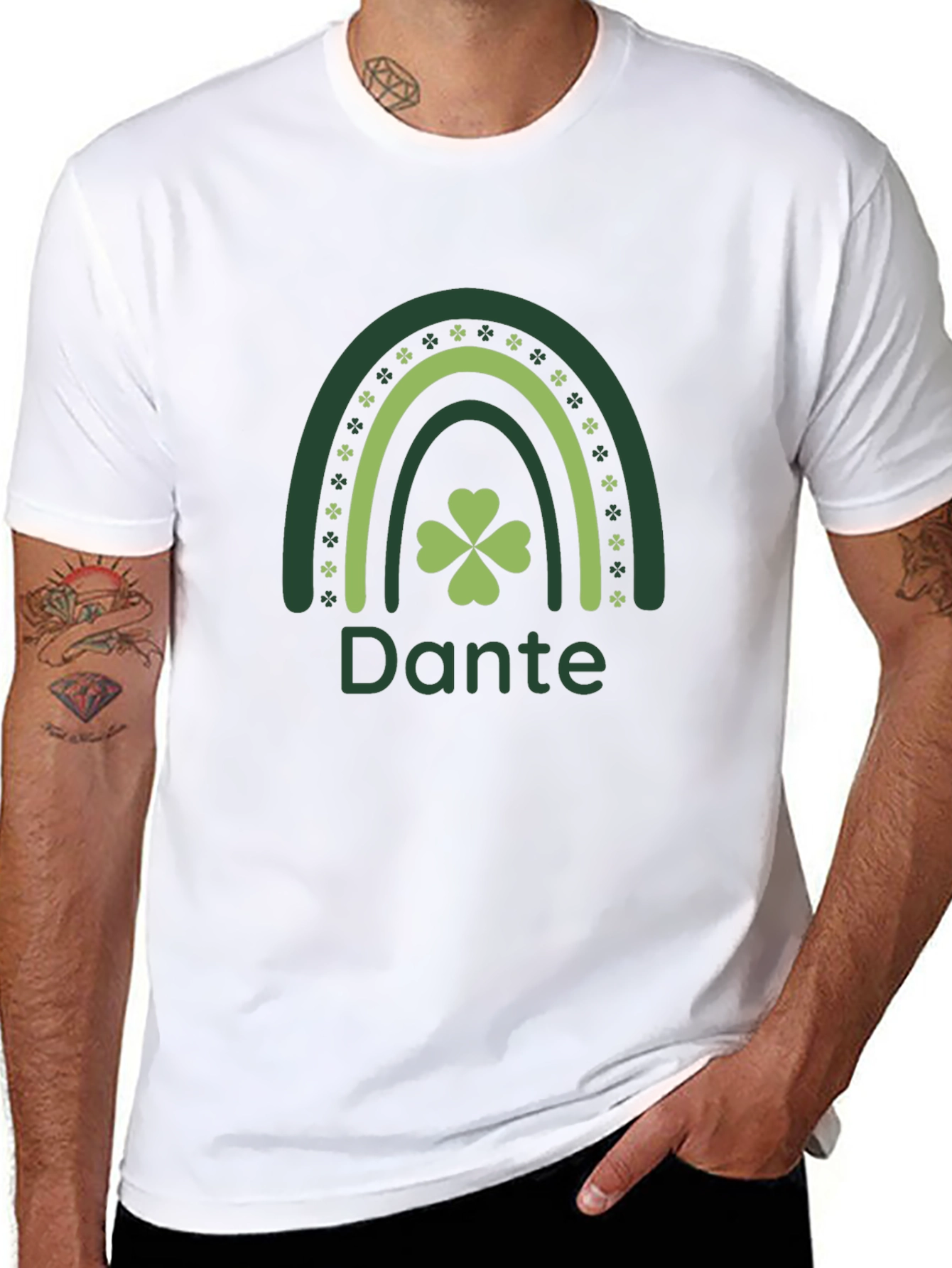St. Patricks Day Dante Rainbow Clover T-Shirt