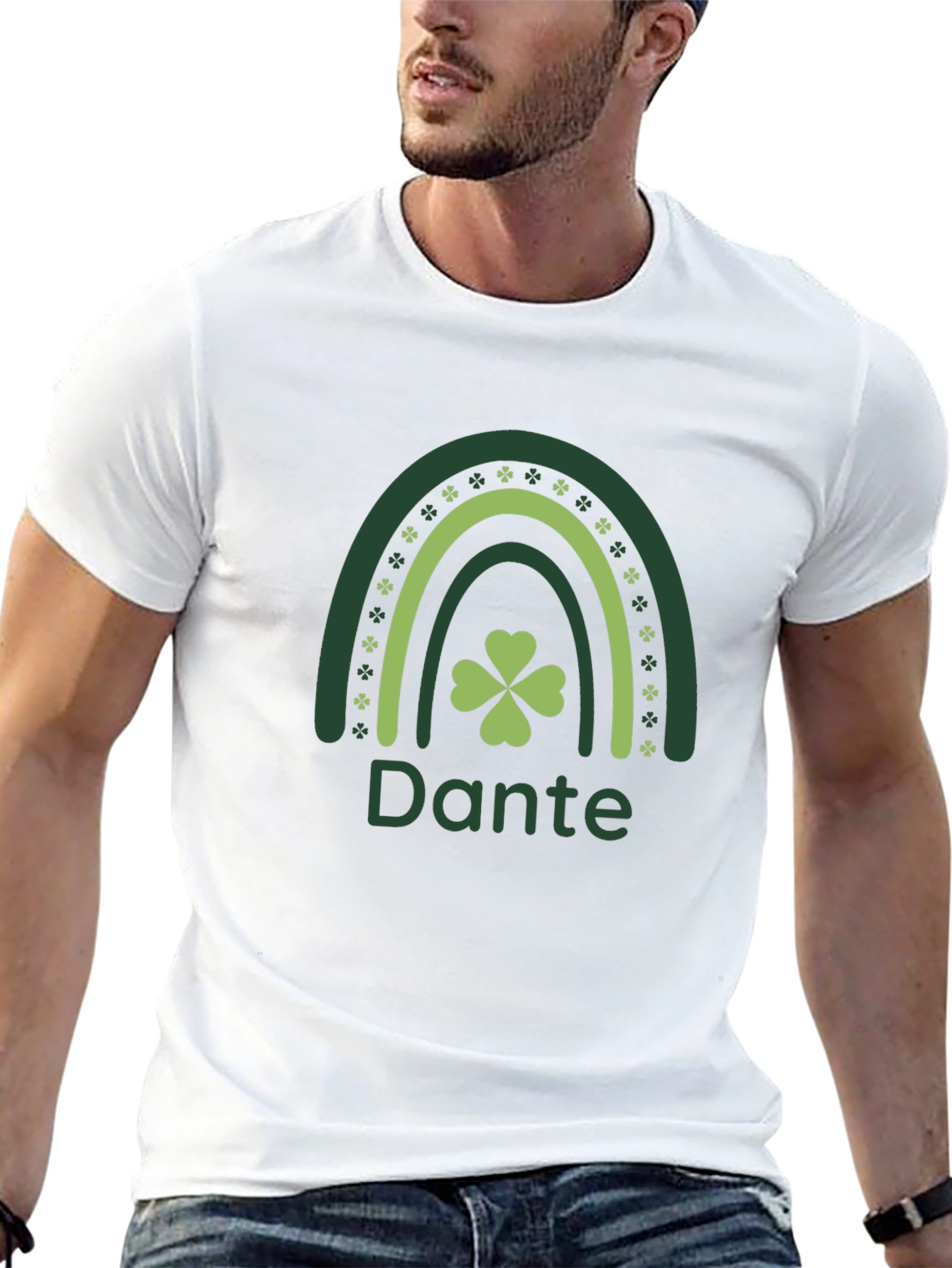 St. Patricks Day Dante Rainbow Clover T-Shirt