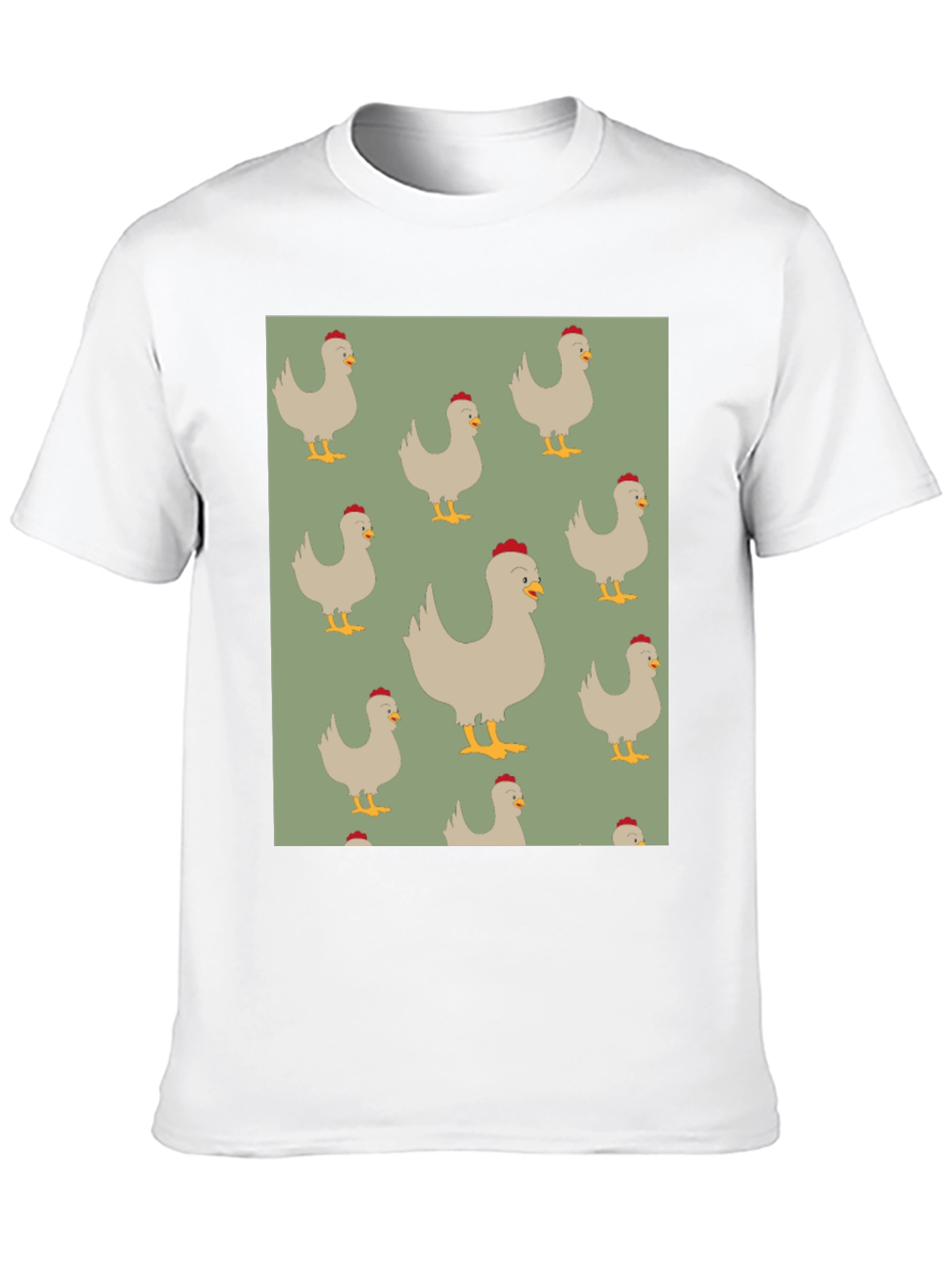 Chicken Pattern Mens Black T-Shirt