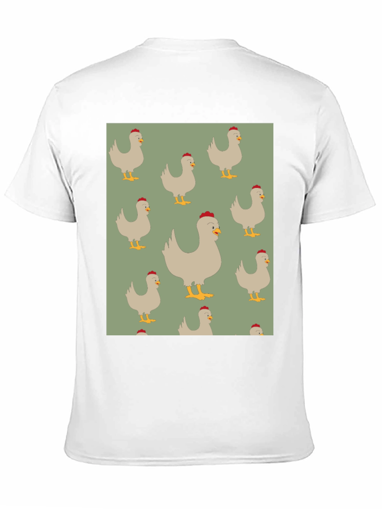 Chicken Pattern Mens Black T-Shirt