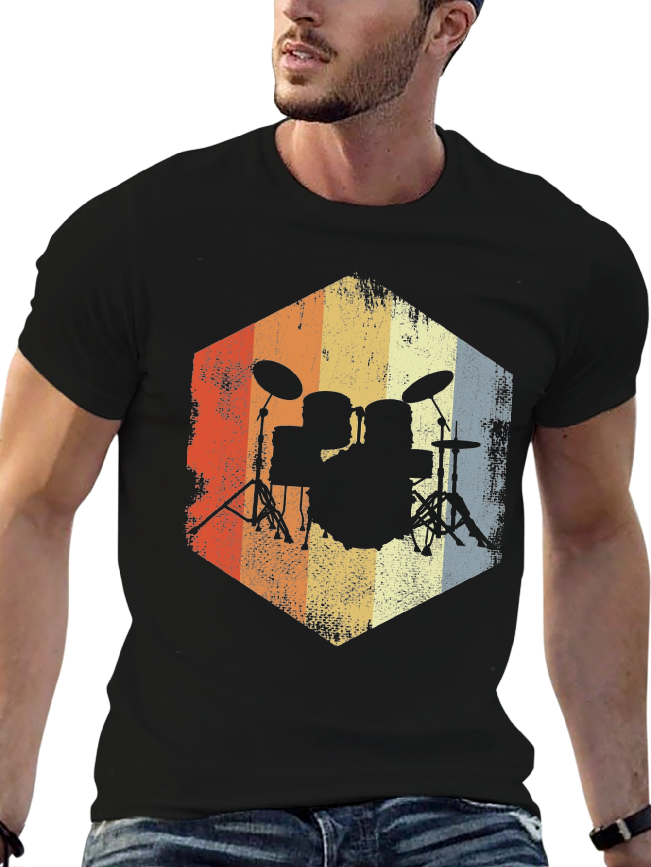 Retro Drum Set T-Shirt - Musician Tee
