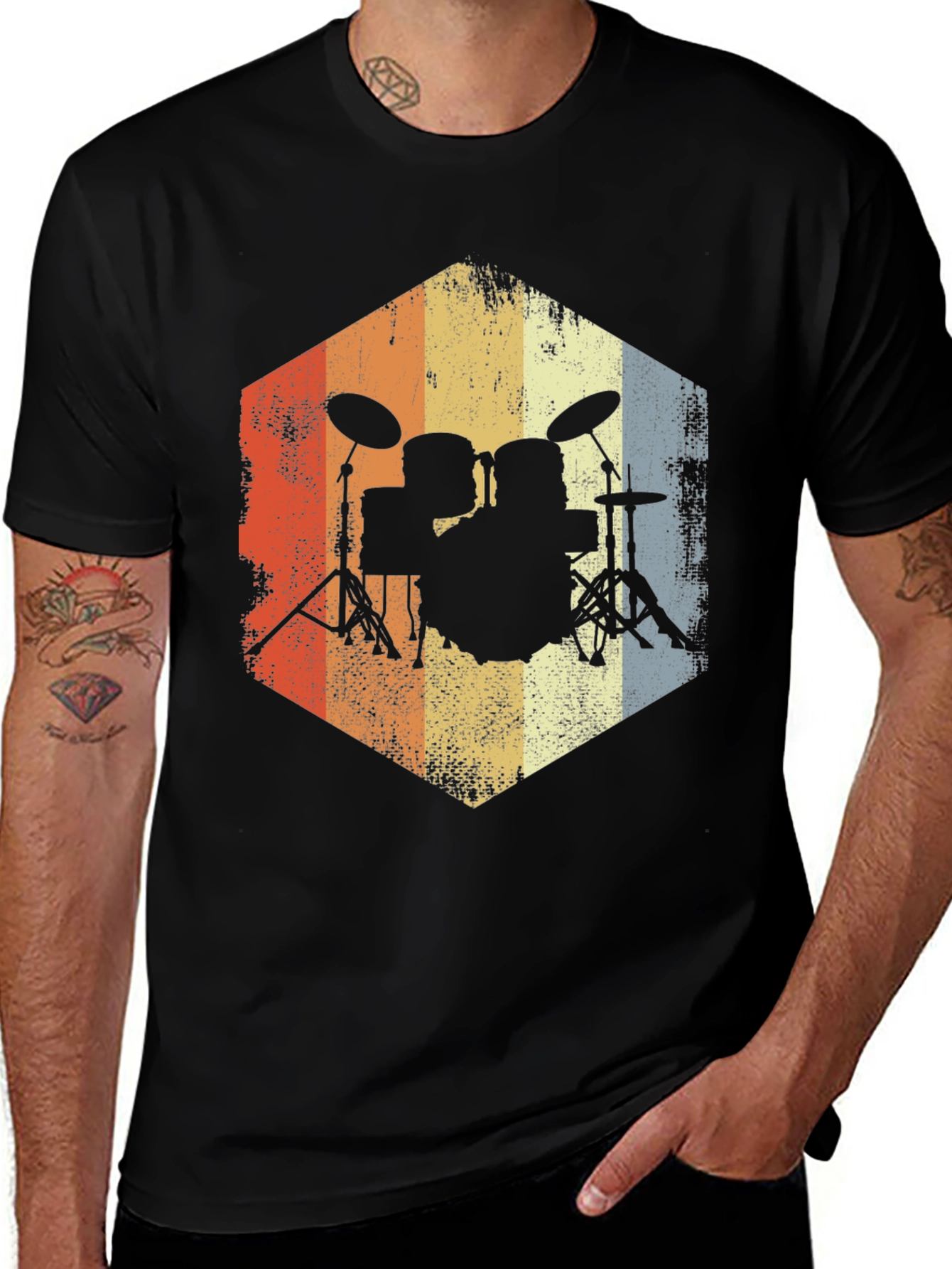 Retro Drum Set T-Shirt - Musician Tee