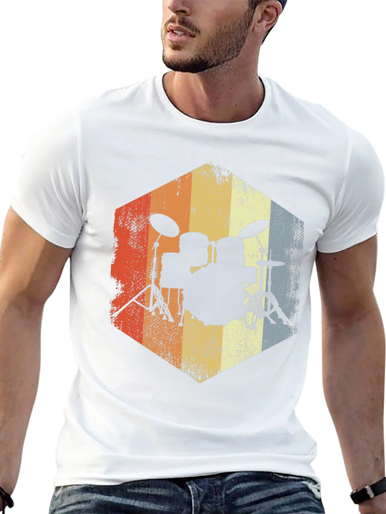 Retro Drum Set T-Shirt - Musician Tee