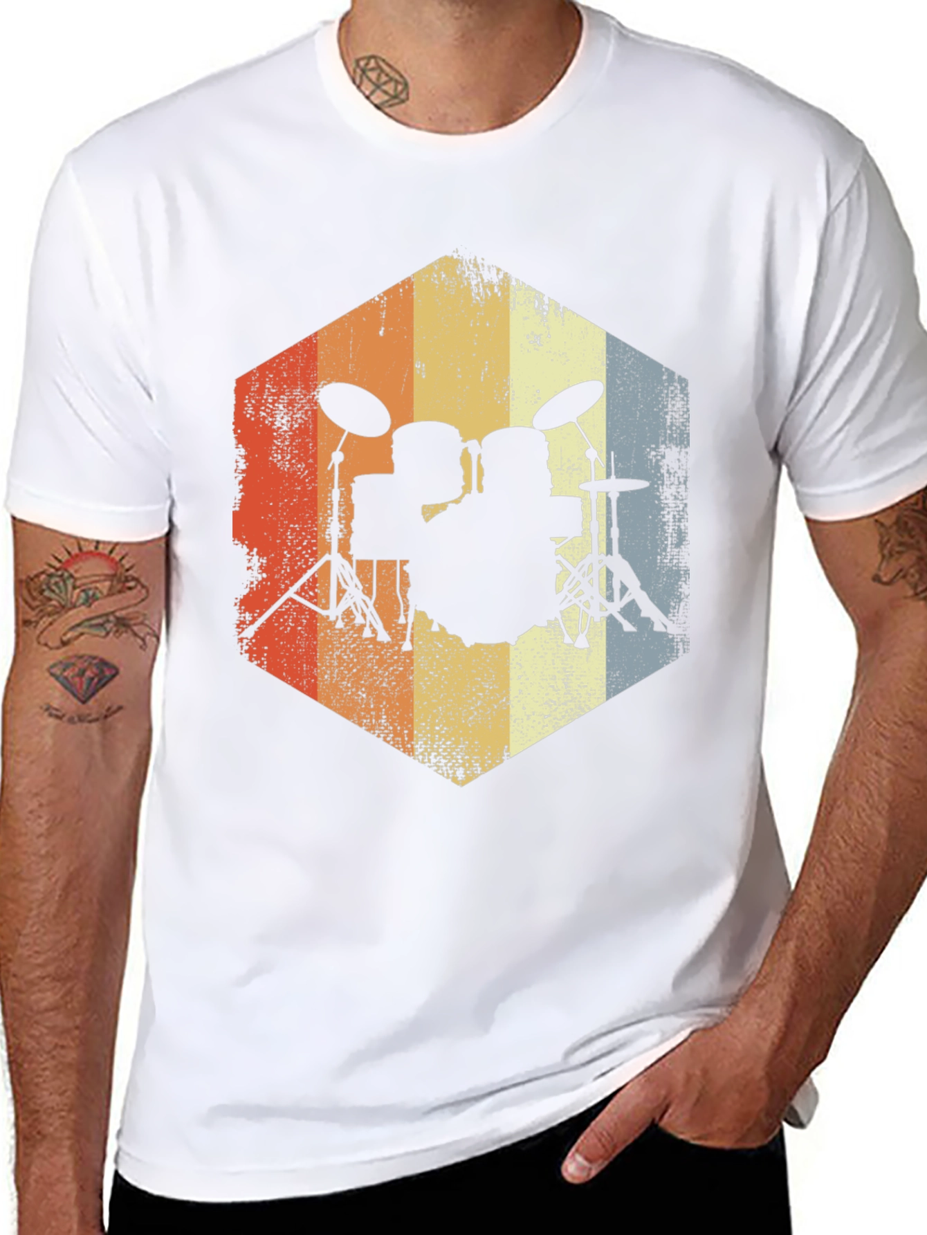 Retro Drum Set T-Shirt - Musician Tee