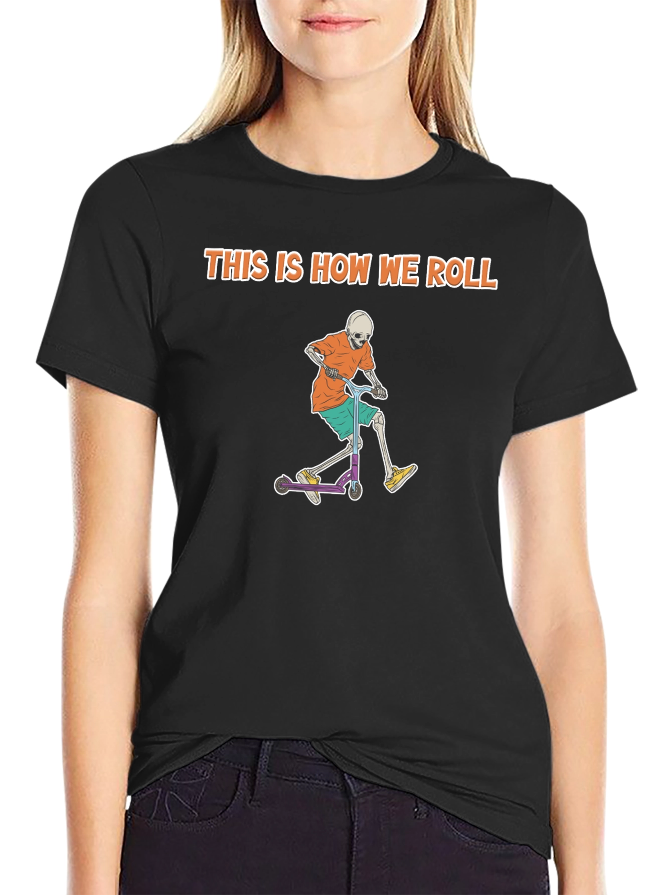 This Is How We Roll Skeleton Scooter Graphic Tee