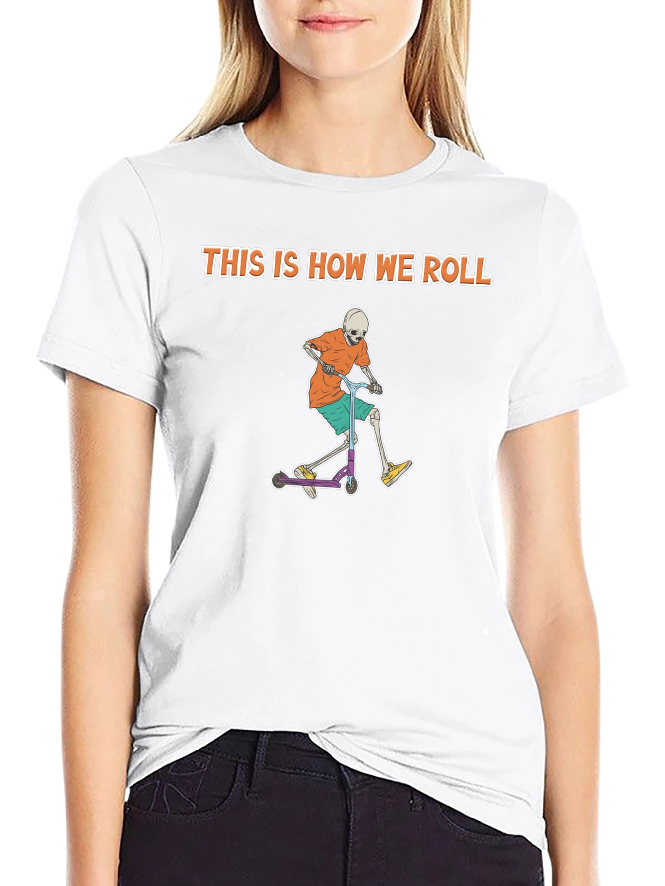 This Is How We Roll Skeleton Scooter Graphic Tee
