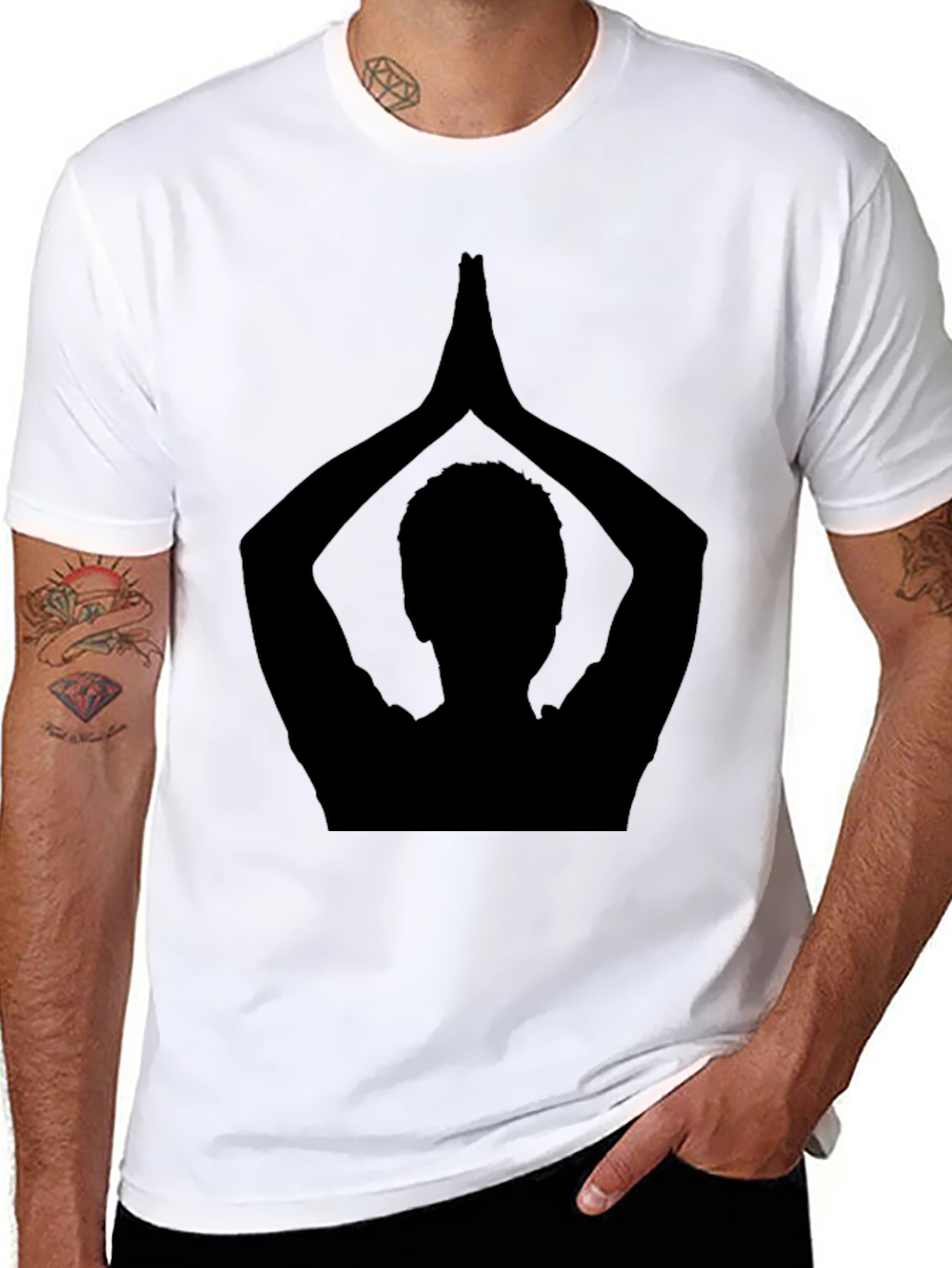 Namaste Yoga Pose Black Graphic T-Shirt