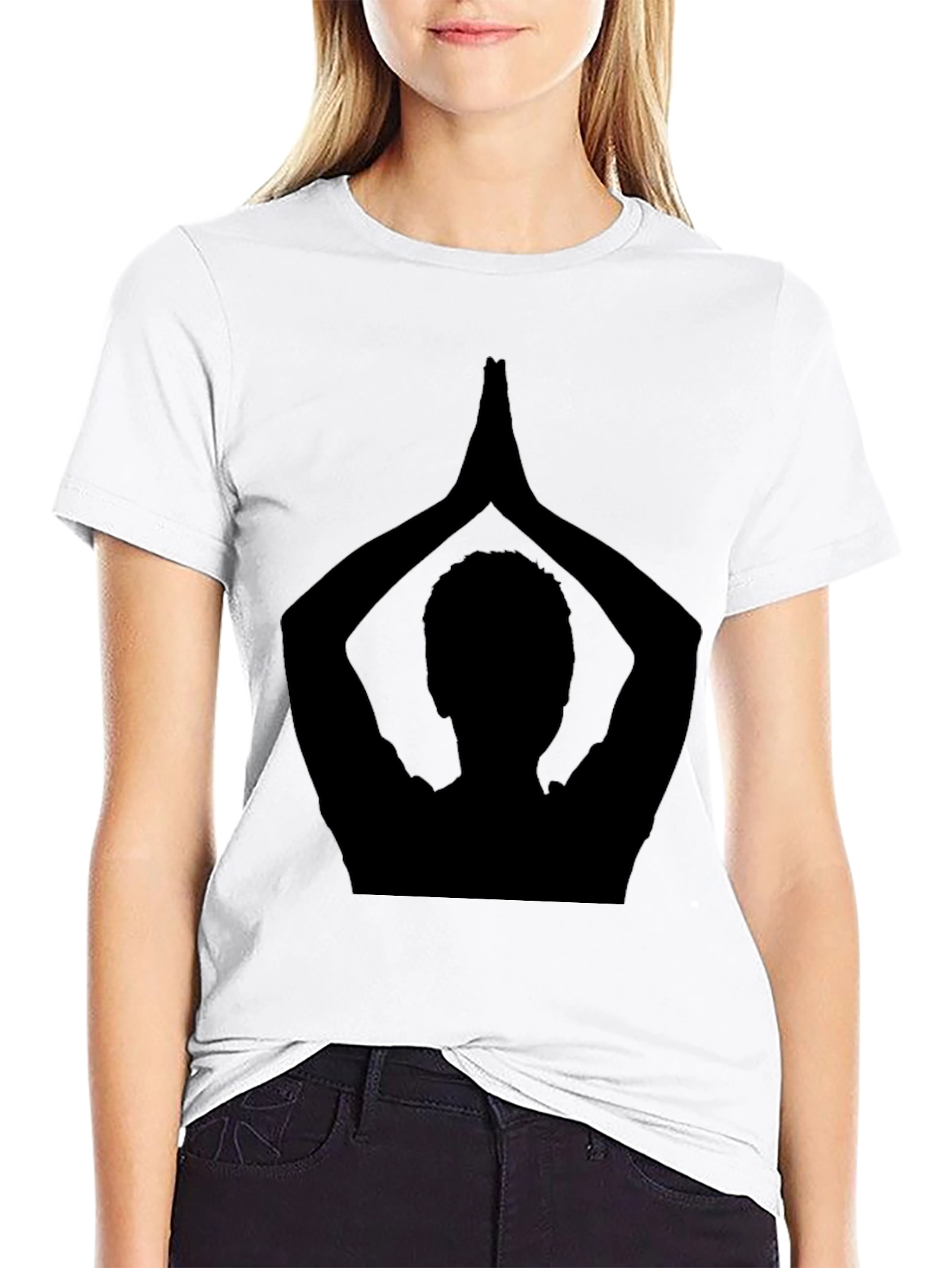 Namaste Yoga Pose Black Graphic T-Shirt